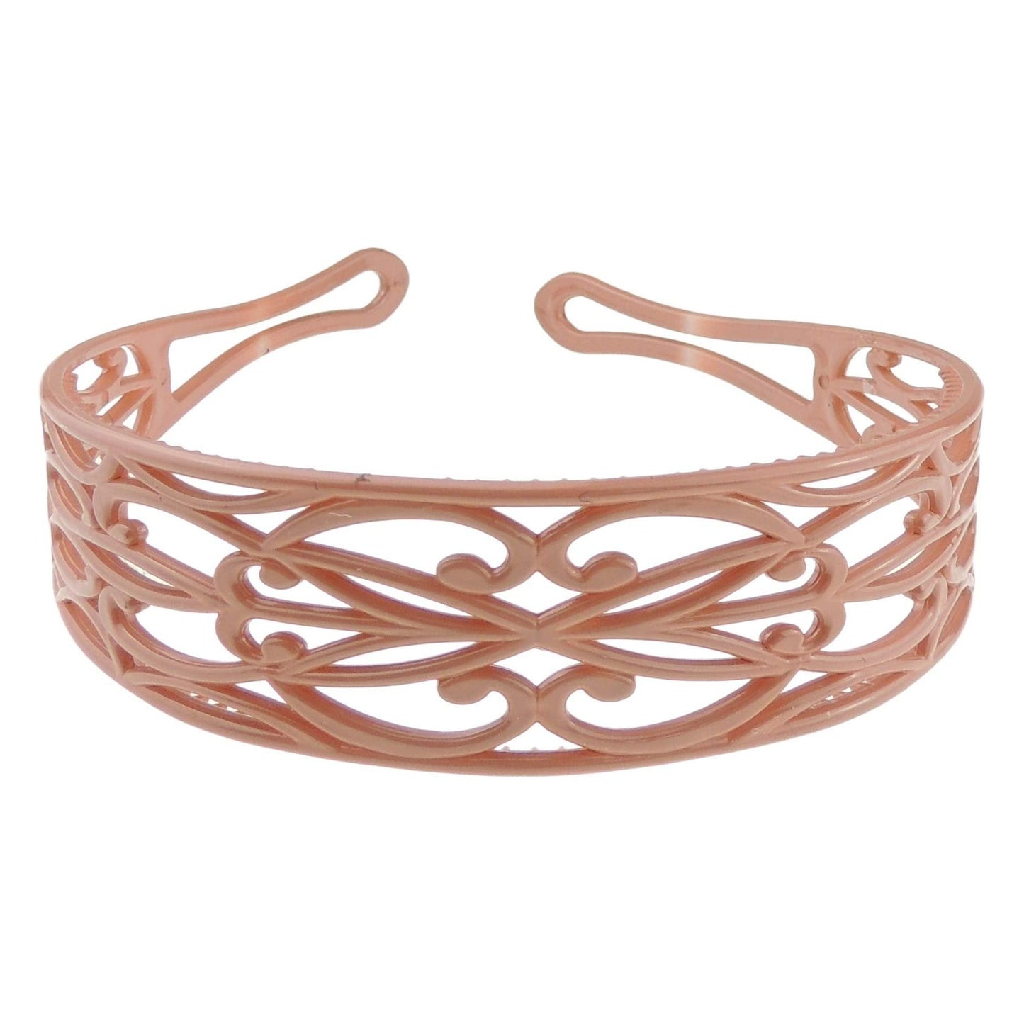 GIRLS SMALL HEAD LADIES School Uniform Work Gym Yoga Birthday Party Hair Accessories Plain Plastic Wide Scroll Floral Swirls Stencil Short Long Hair Headband Alice Band Hairband (Light Taupe Brown)
