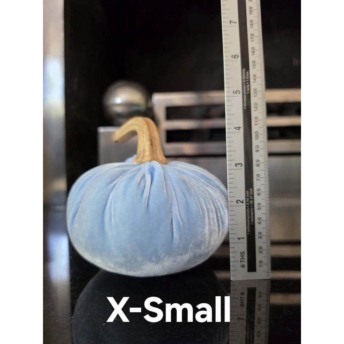 Set of 4 Silk Velvet Pumpkins – X-Small, Small, Medium & Large | 100% Wool Filled with Real Stems