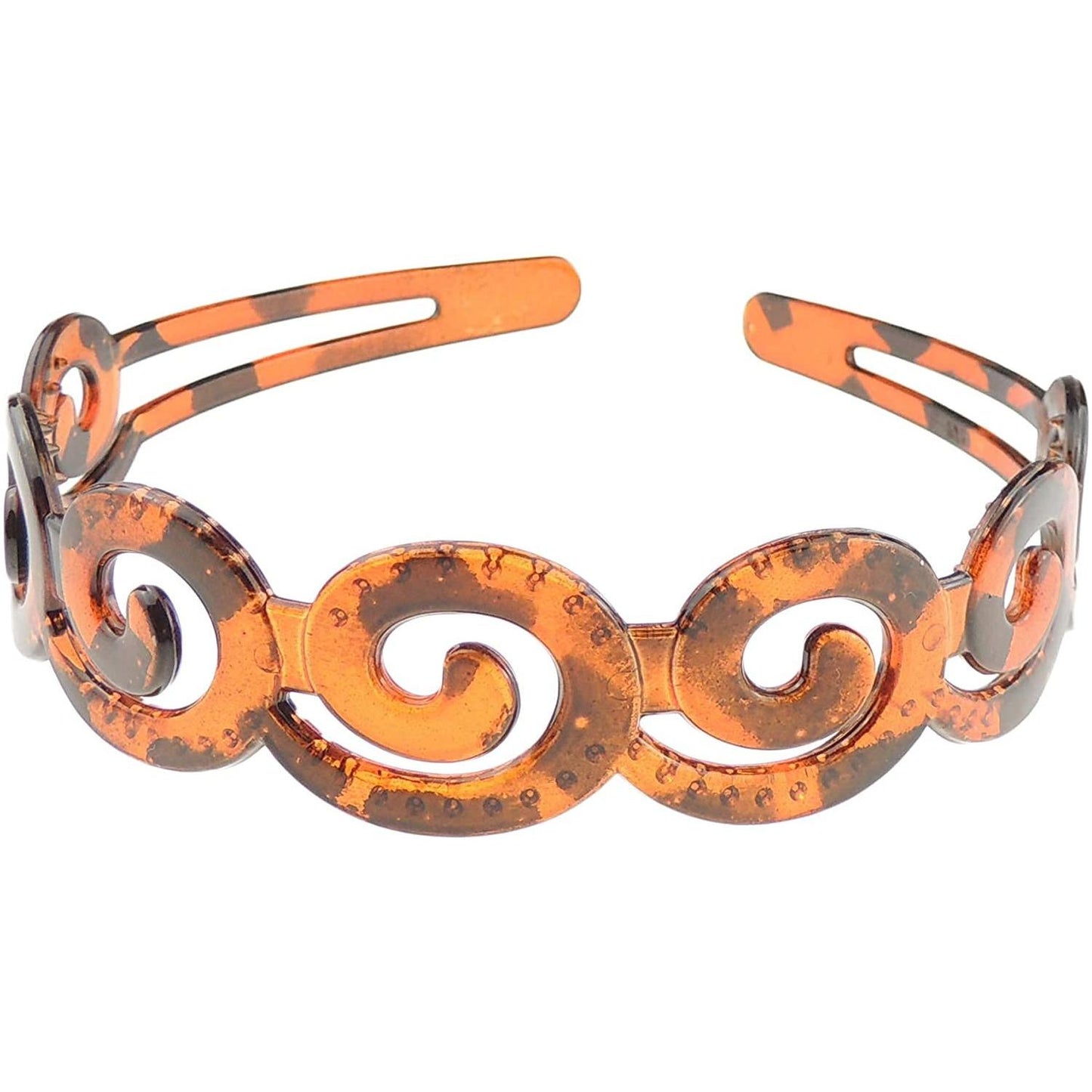 GIRLS SMALL HEAD LADIES School Uniform Work Gym Yoga Birthday Party Hair Accessories Plain Plastic Wide Stencil Short Long Hair Headband Alice Band Hairband Swirly Waves (Tortoiseshell Brown)