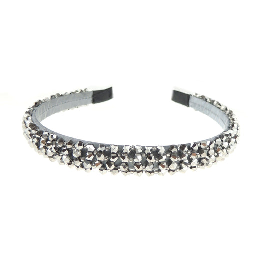Rhinestone Jeweled Crystal Diamante Embellished Womens Girls Bridal Wedding Formal Occasion Birthday Christmas Prom Party Alice Band Headband Hairband Hair Accessory (Silver)