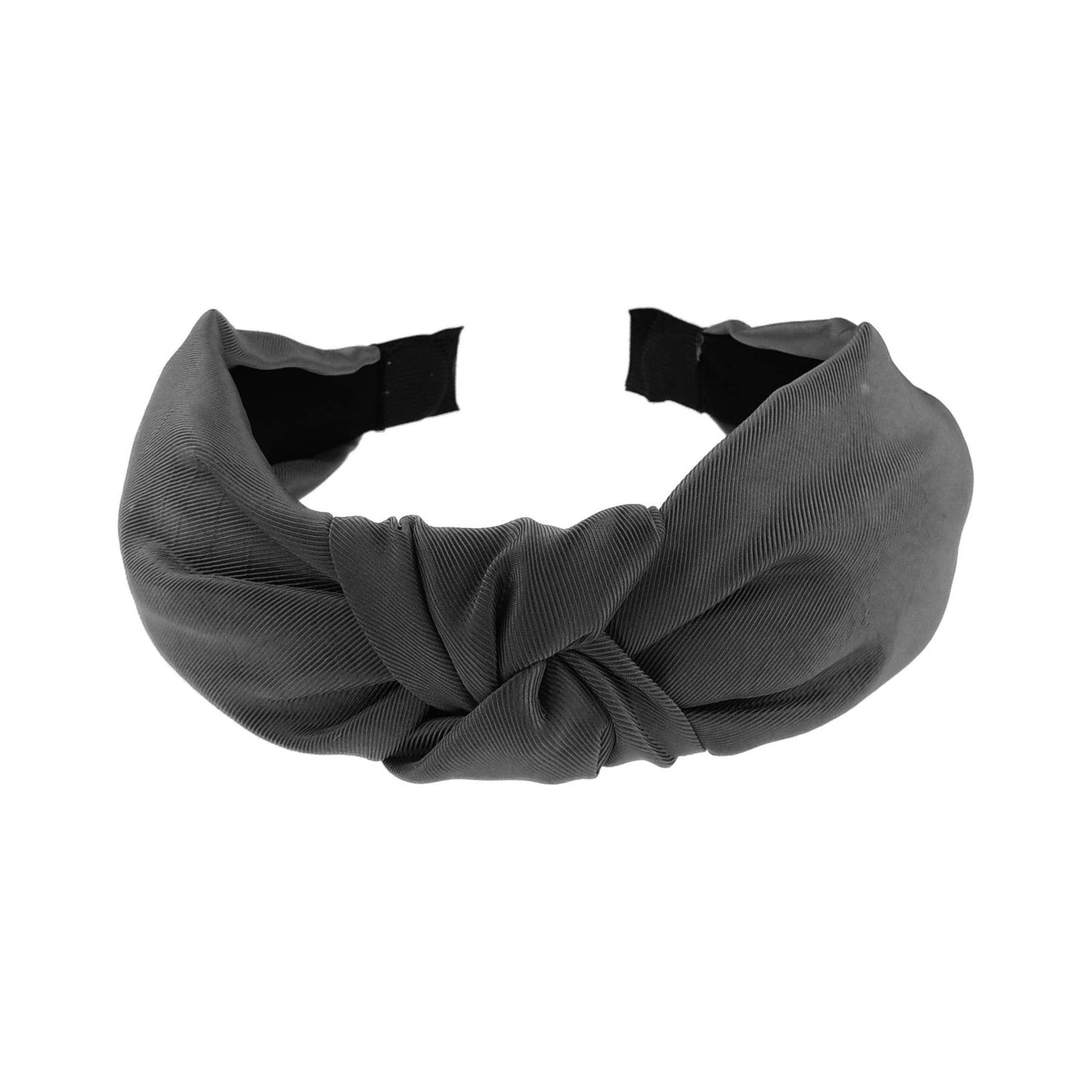 Womens Top Knot Wrinkled Look Chiffon Knotted Twist Twisted Turban Formal Boho Vintage Headband Alice Band Hair Hairband For Christmas Birthday Wedding Guest Bridesmaid Party Black