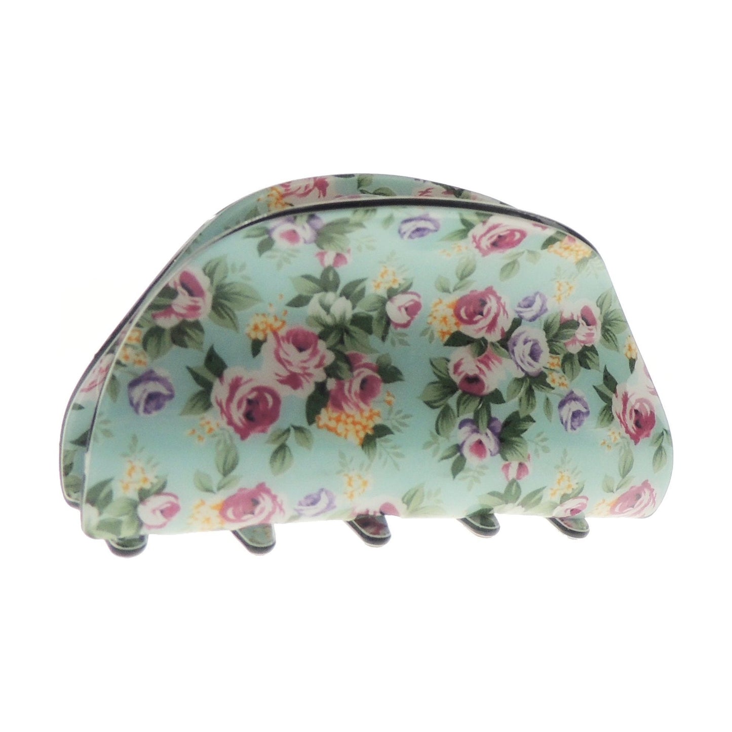 Ladies Floral English Garden Print 8cm Hair Claw Clamp Clip Oval