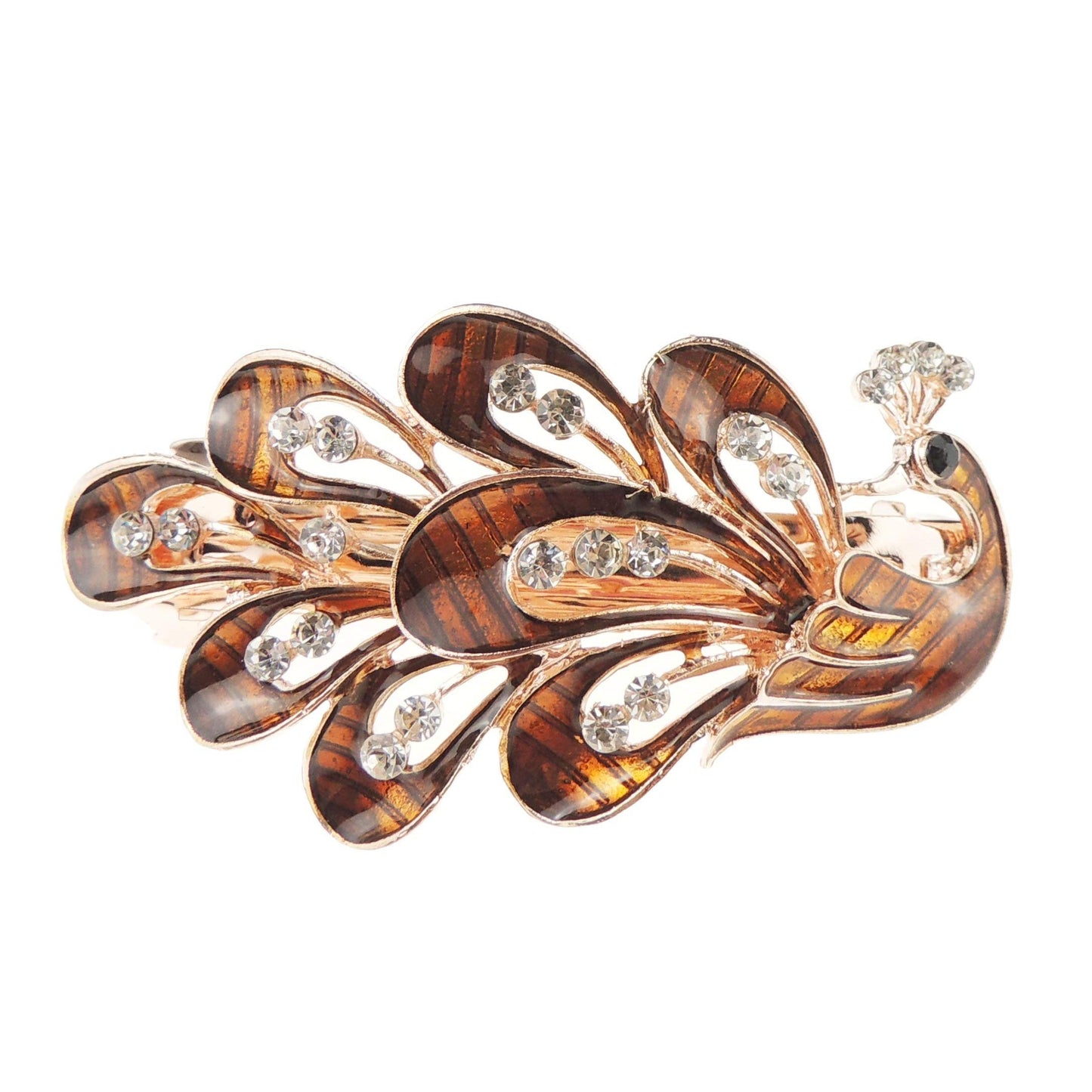 Beautiful Ladies Vintage Gold Tone Chunky Metal 8 cm Hair Evening Barrette Peacock in 6 Colours