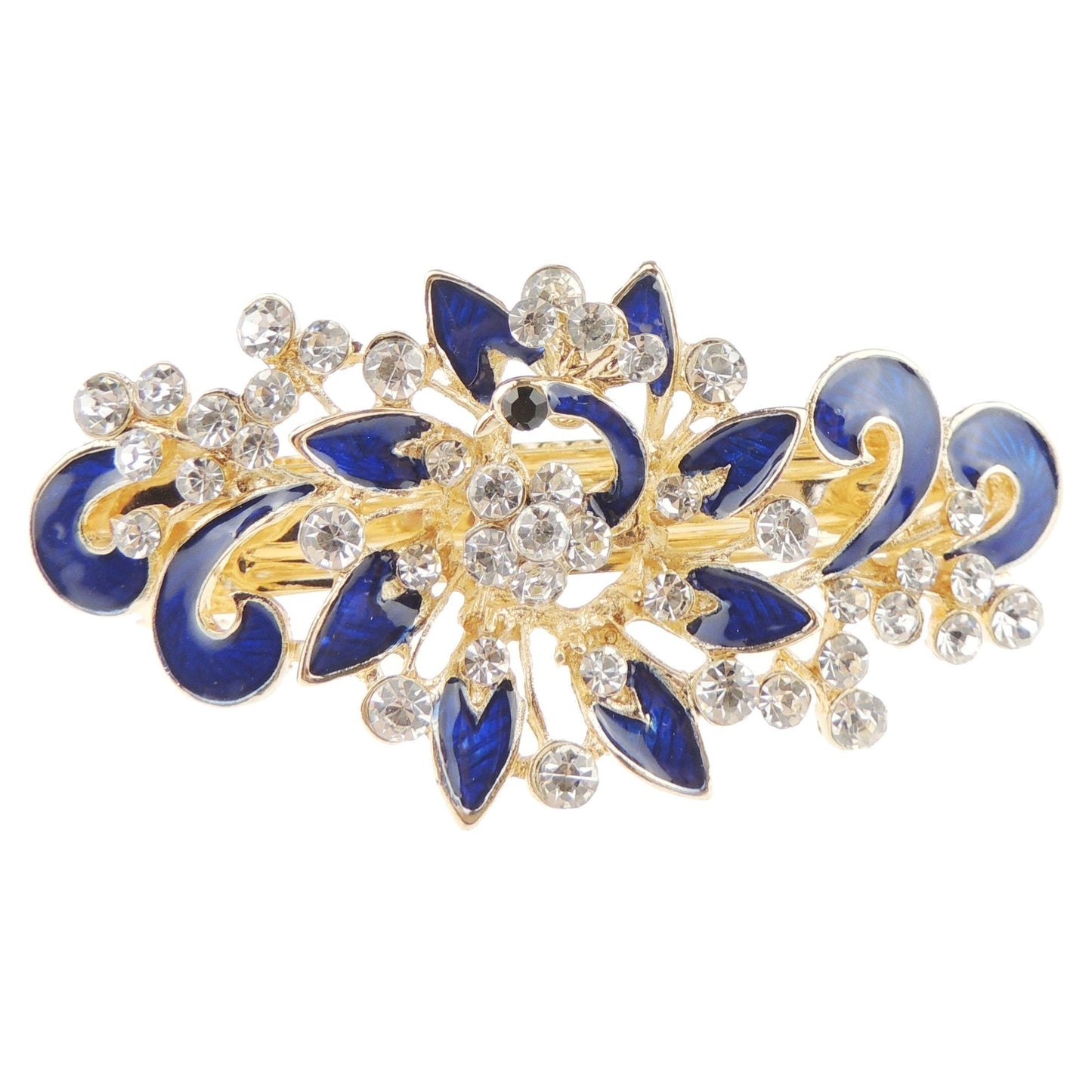 Womens Girls Crystal Rhinestone Diamante Wedding Birthday Party Evening Ponytail Fine Medium Hair Accessories Occasion Barrette Hairpin Grip French Spring Clip Metal Enamel Daisy Floral Flower Purple