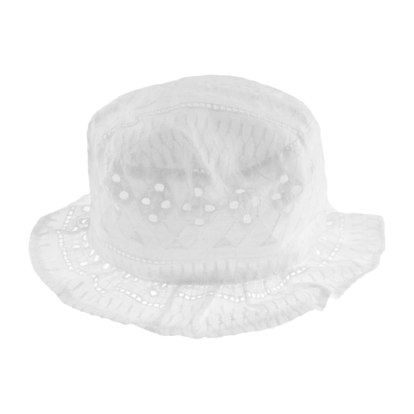 Glamour Girlz Baby Girls Broderie Anglais Baby Bucket Beanie Hat Bonnet 6-18 Months 12-18 Months, White