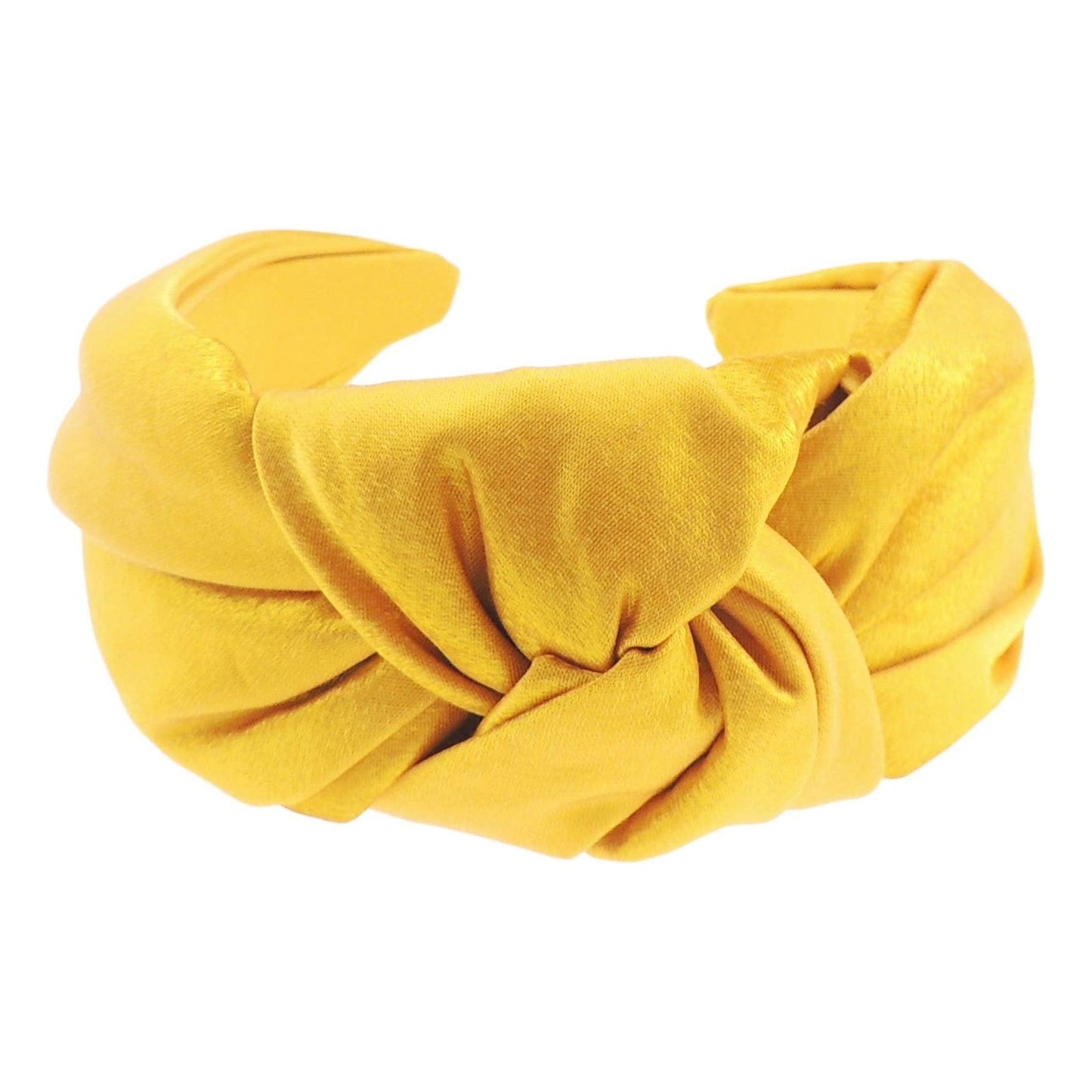 Womens Luxury Evening Fancy Knot Twist Twisted Turban Wide Thick Formal Boho Vintage Headband Alice Band Hair Hairband Wedding Bridesmaid Party Metallic Shimmer Chiffon (Gold)