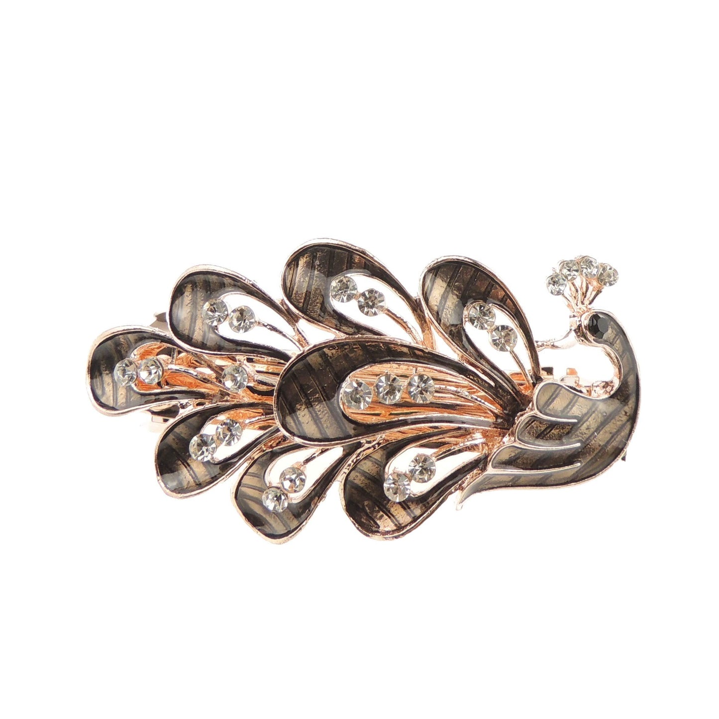 Beautiful Ladies Vintage Gold Tone Chunky Metal 8 cm Hair Evening Barrette Peacock in 6 Colours