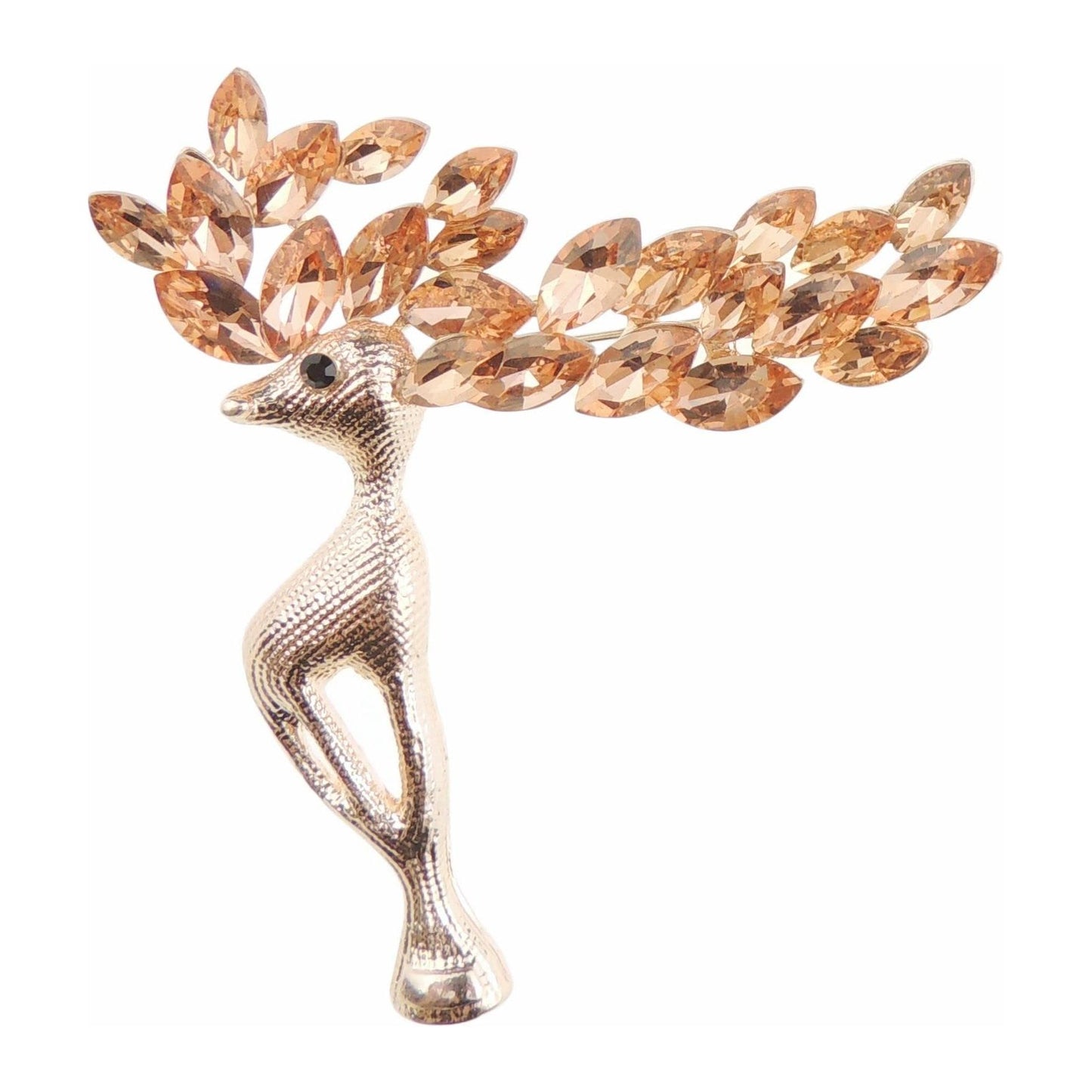 Ladies Silver Gold Tone Crystal Diamante Large Antlers Christmas Reindeer Stag Brooch Boxed (Dark Silver Tone Turquoise Clear)