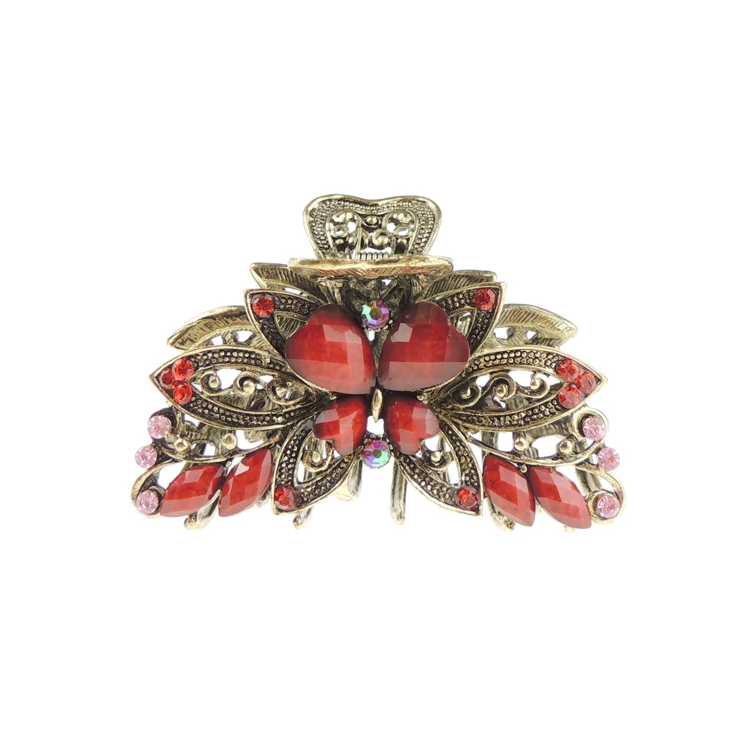 Women Girls Crystal Diamante Rhinestone Gems Vintage Look Gold Tone Metal Bridal Wedding Evening Party Thick Medium Long Hair Accessories Metal Claw Jaw Clip Octopus Clamp Butterfly