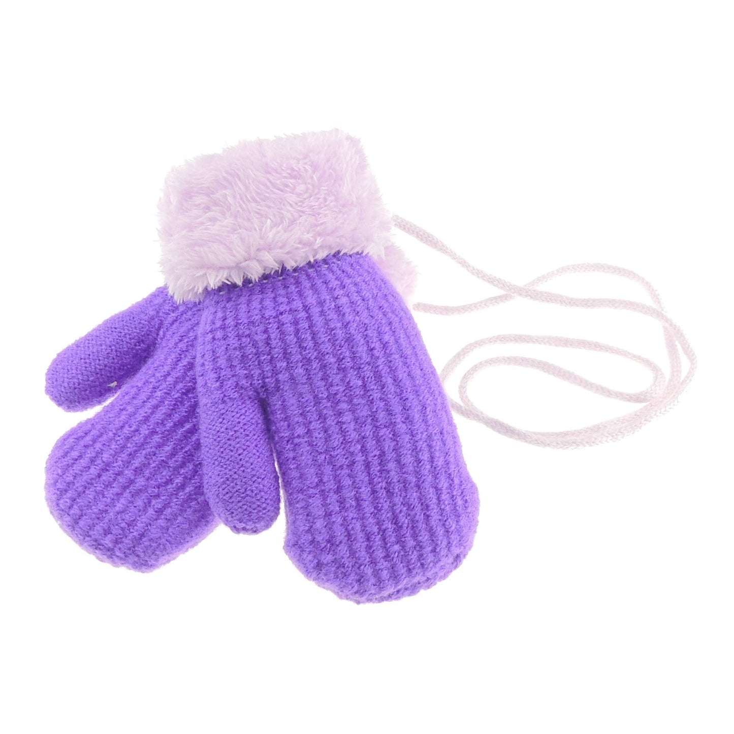 Soft Baby Girls Boys Kids Toddler Children Babies Knit Fleece Thermal Warm Winter Outdoor Ski String Plain Colour Hand Warmers Gloves Mitts Mittens 6 9 12 15 Months