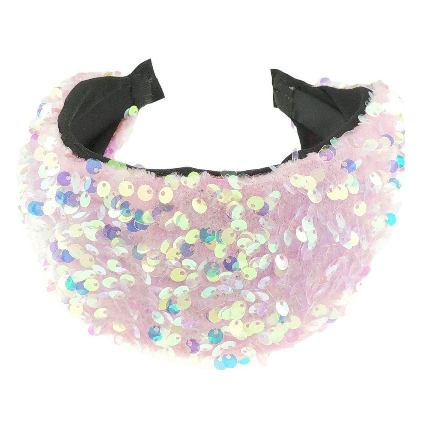 Womens Girls Evening Sparkly Sequin Knot Twist Twisted Turban Wide Thick Formal Boho Vintage Headband Alice Band Hair Accessories Hairband Christmas Wedding Bridesmaid Party (White AB)