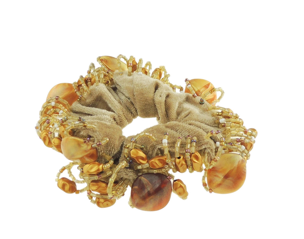 Womens Girls Velvet Beaded Stone Fabric Evening Christmas Birthday Bridal Wedding Bridesmaid Party Ponio Hair Scrunchie Tie Up Elastic Accessories Bobbles Ponytail Holder Rubber Bands