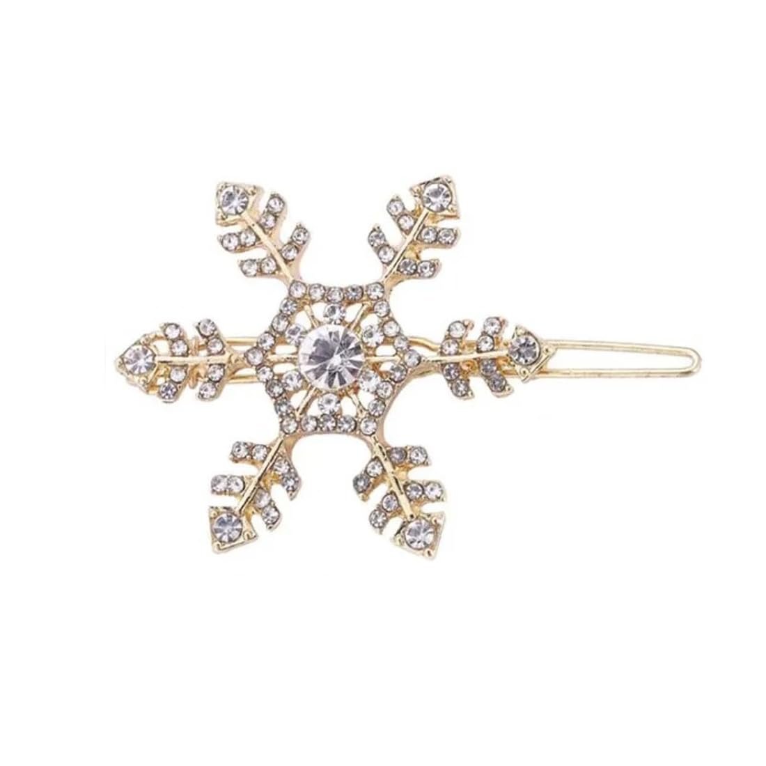 Ladies Sparkly SIlver Tone Crystal Snowflake Star Diamante Crystal Rhinestone Womens Girls Party Christmas Bridal Wedding Accessories Hairpin Hair Clip Grip Bobby Pin Clip Slide
