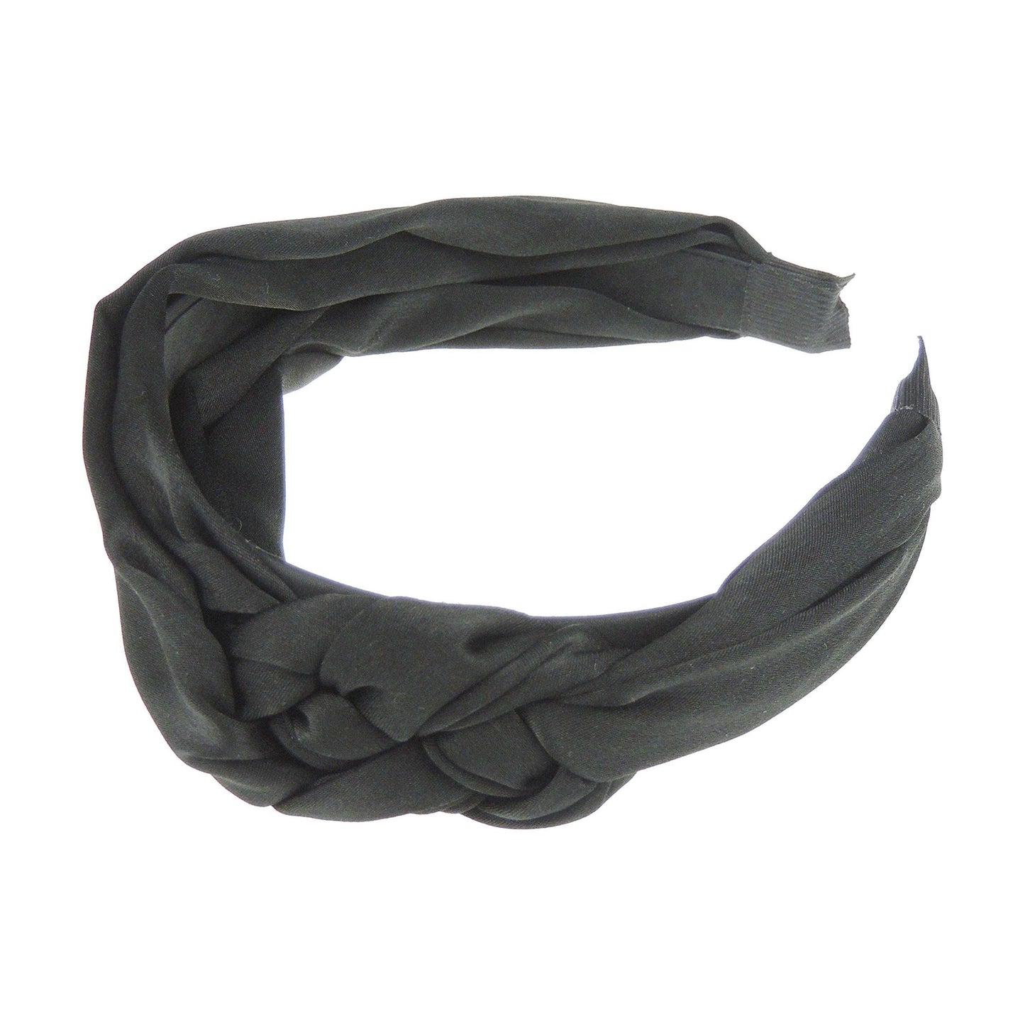 Pretty Satin Chiffon Side Triple Knotted Braid Draped Headband Alice Band (Navy)