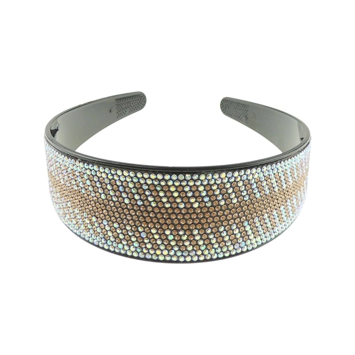 Extra Sparkly Wide Large Womens Diamante Rhinestone Black Crystal Wedding Formal Occasion Christmas Birthday Pageant Bridal Party Alice Band Headwear Hairband Headband (Black Silver AB, One Size)