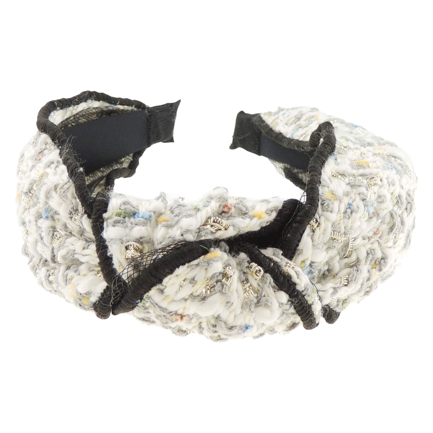 Ladies Knit Boucle Glitter Thread Tweed Top Knot Winter Headband Alice Band