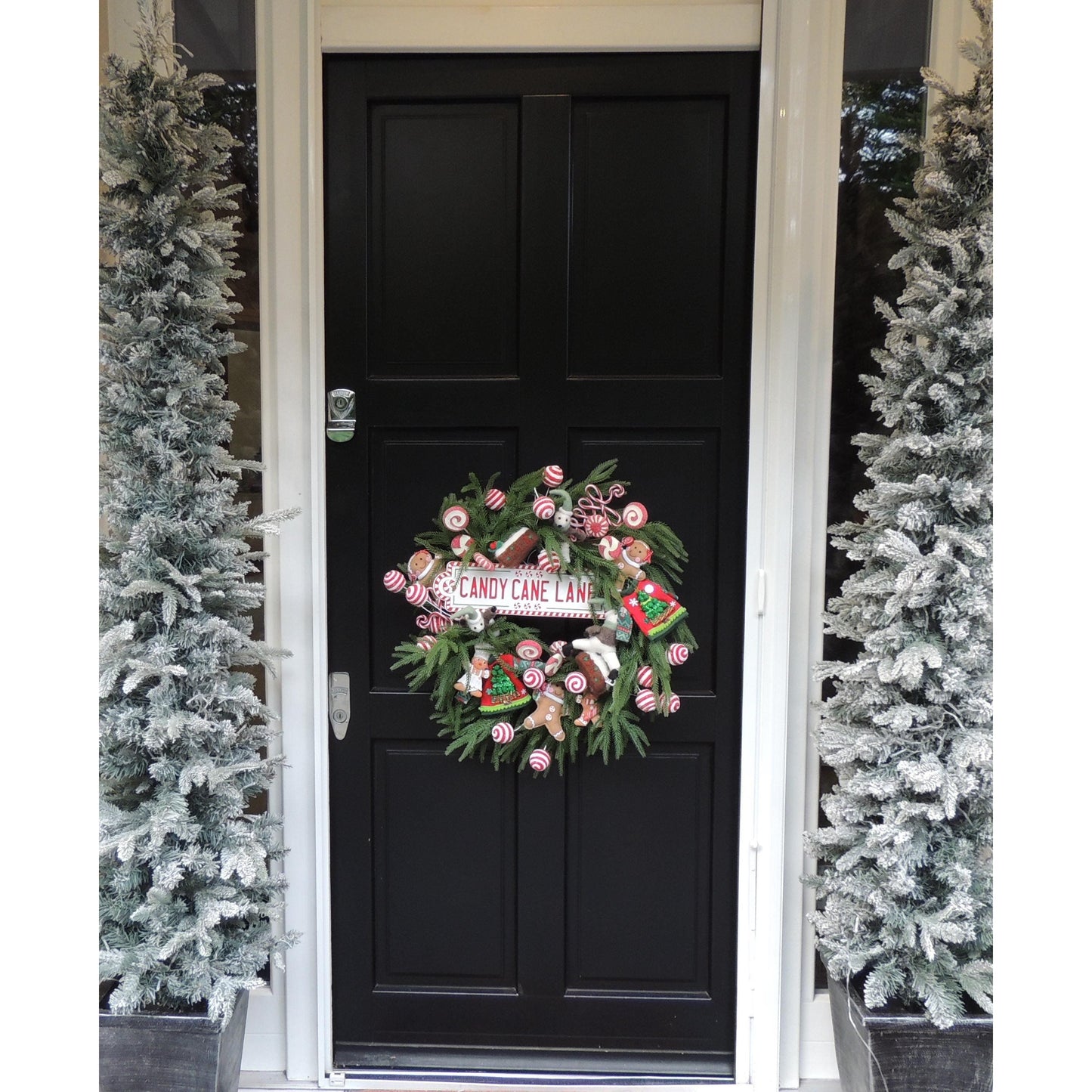 Luxury Candy Cane Red White Green Christmas Wreath Front Door Luxury Home Decorations Xmas Winter Mantle Decor Holiday Wreath Advent Swag