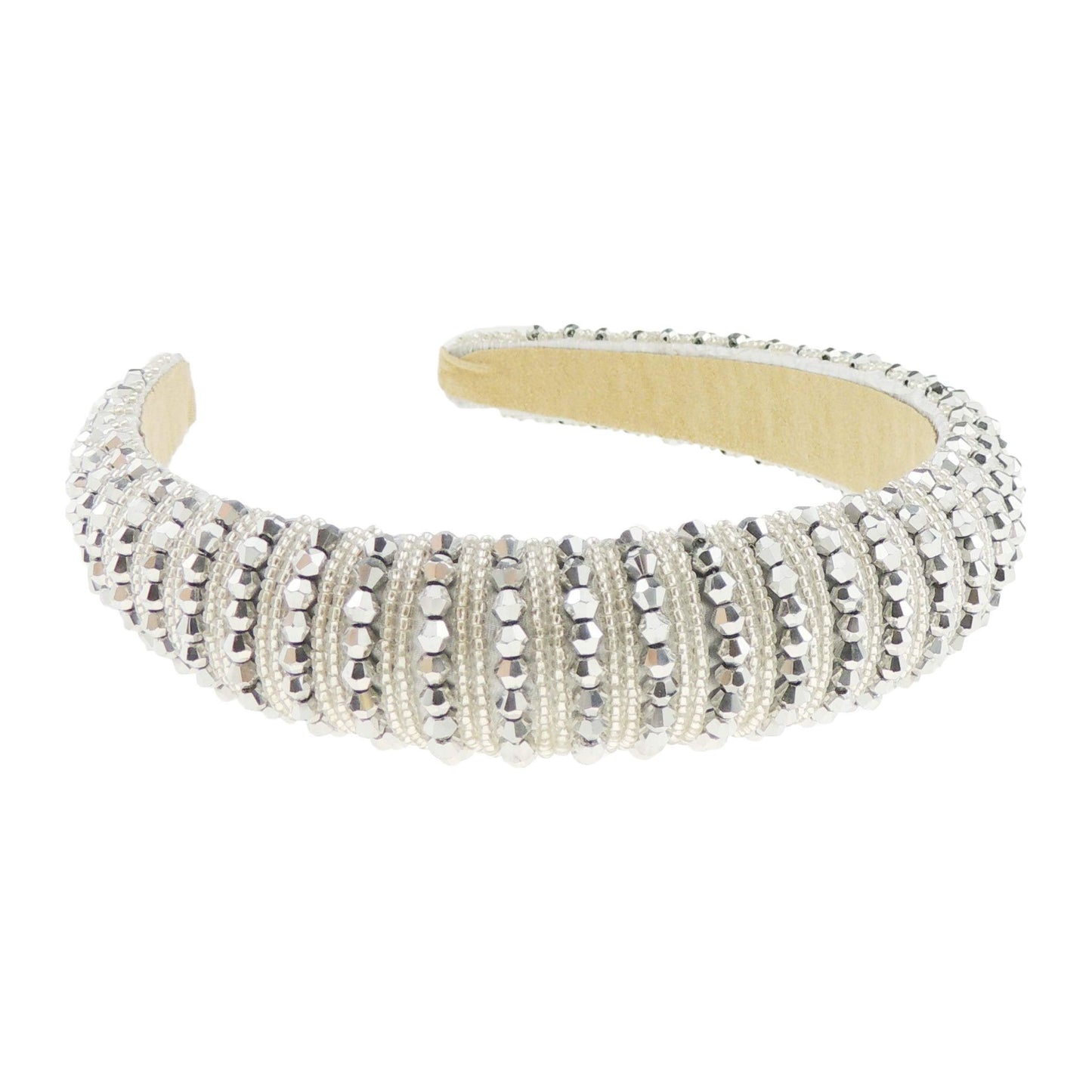 Womens Sparkly Beaded Rhinestone Embellished Jeweled Crystal Wide Bump Thick Padded Evening Formal Occasion Christmas Birthday Wedding Bridal Party Headband Hair Alice Band Hairband