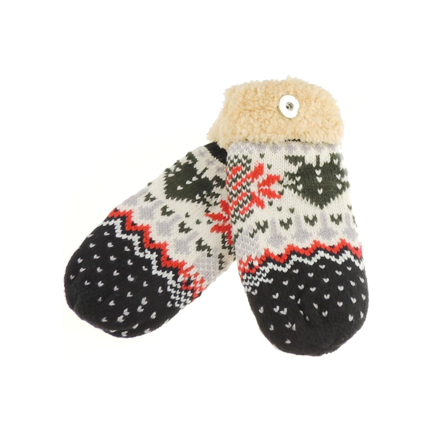 Glamour Girlz Womens Girls Soft Knitted Knit Fair Isle Christmas Tree Thermal Fleece Lined Warm Winter Outdoor Hiking Cold Weather Skiing String Birthday Hand Warmers Gloves Mitts Mittens