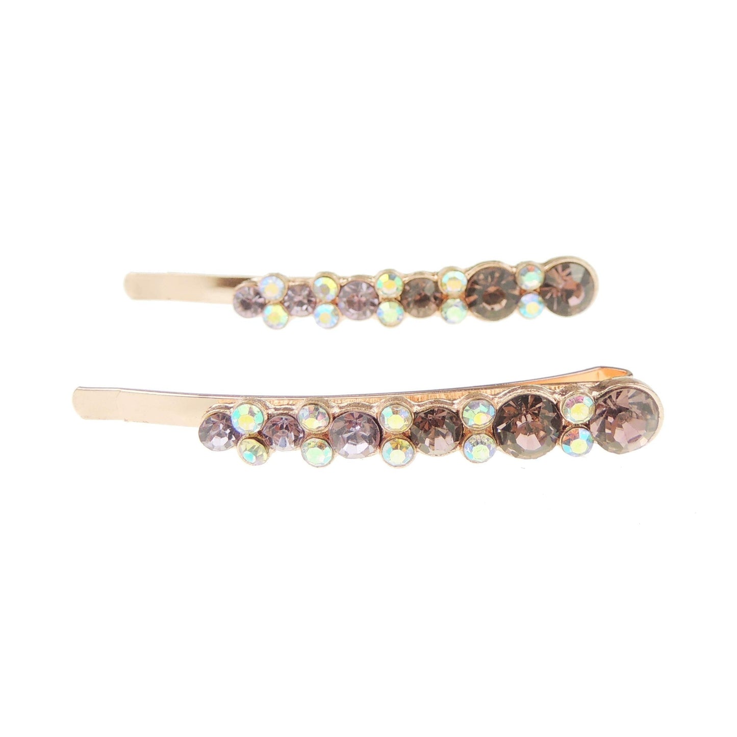 Set of 2 Girls Ladies 6cm Sparkly Crystal Circles Dots Hair Grips