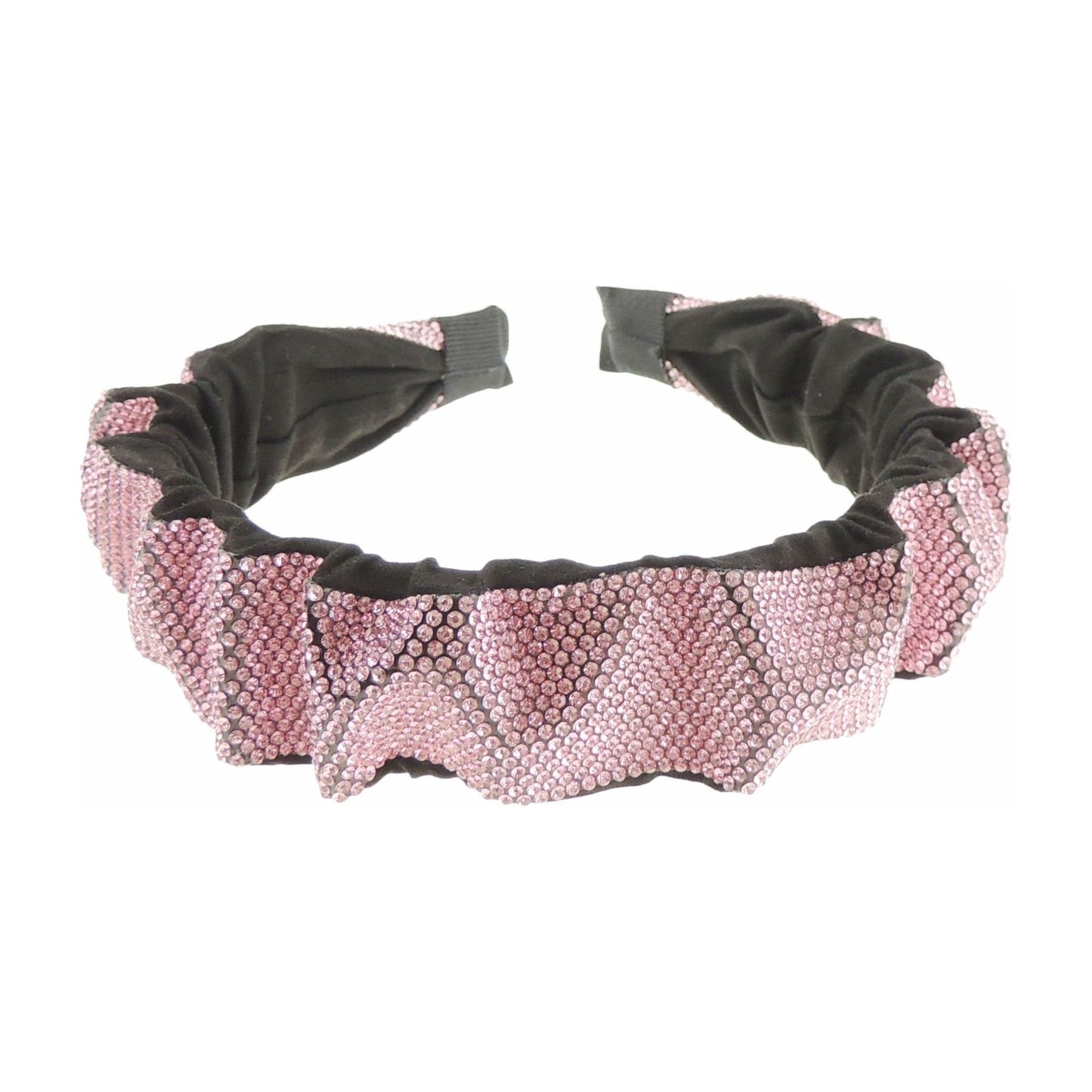 Womens Diamante Rhinestone Crystal Sparkly Rouched Crinkled Wedding Formal Occasion Bridesmaid Christmas Birthday Evening Bridal Party Formal Alice Band Headwear Hairband Headband