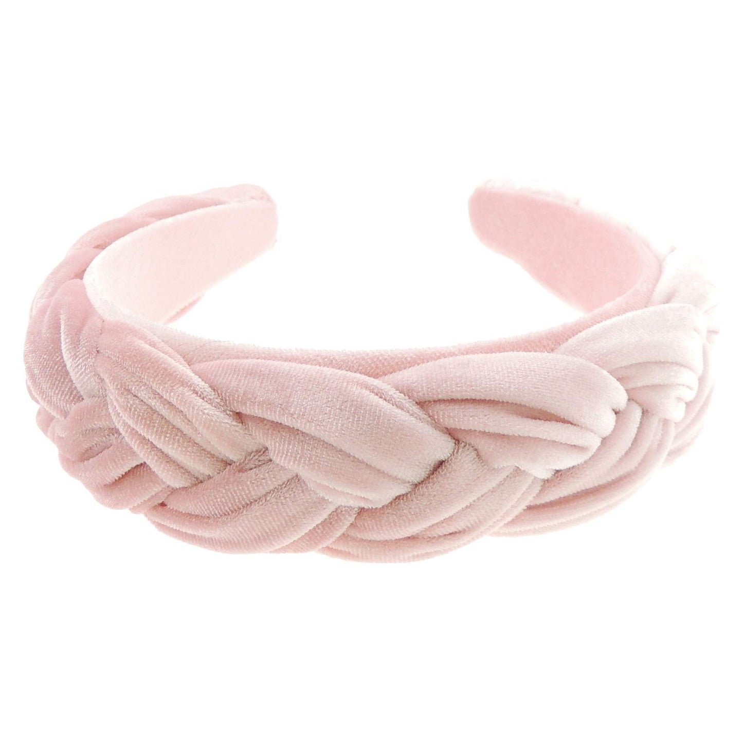 Womens Luxury Occasion Wedding Bridal Party Birthday Christmas Evening Luxury Wide Thick Plaited Braided Twist Turban Padded Velvet Velour Hair Hairband Accessories Headband Alice Band (Candy Pink)