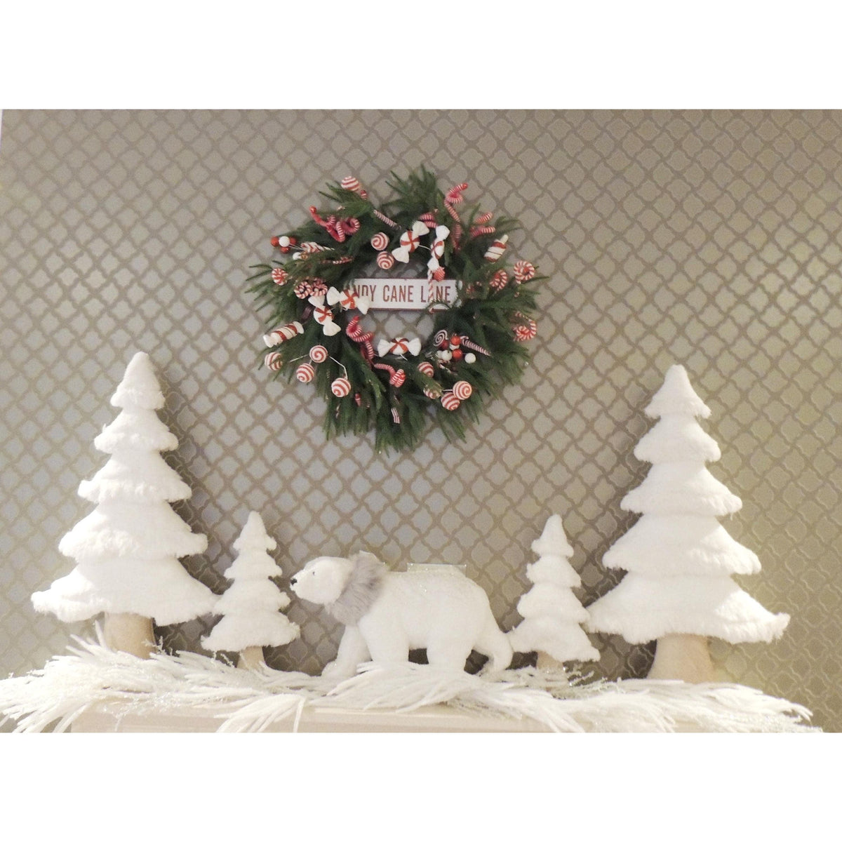 Luxury Candy Cane Christmas Wreath | Candy Cane Lane Front Door Wreath | 60cm (24")