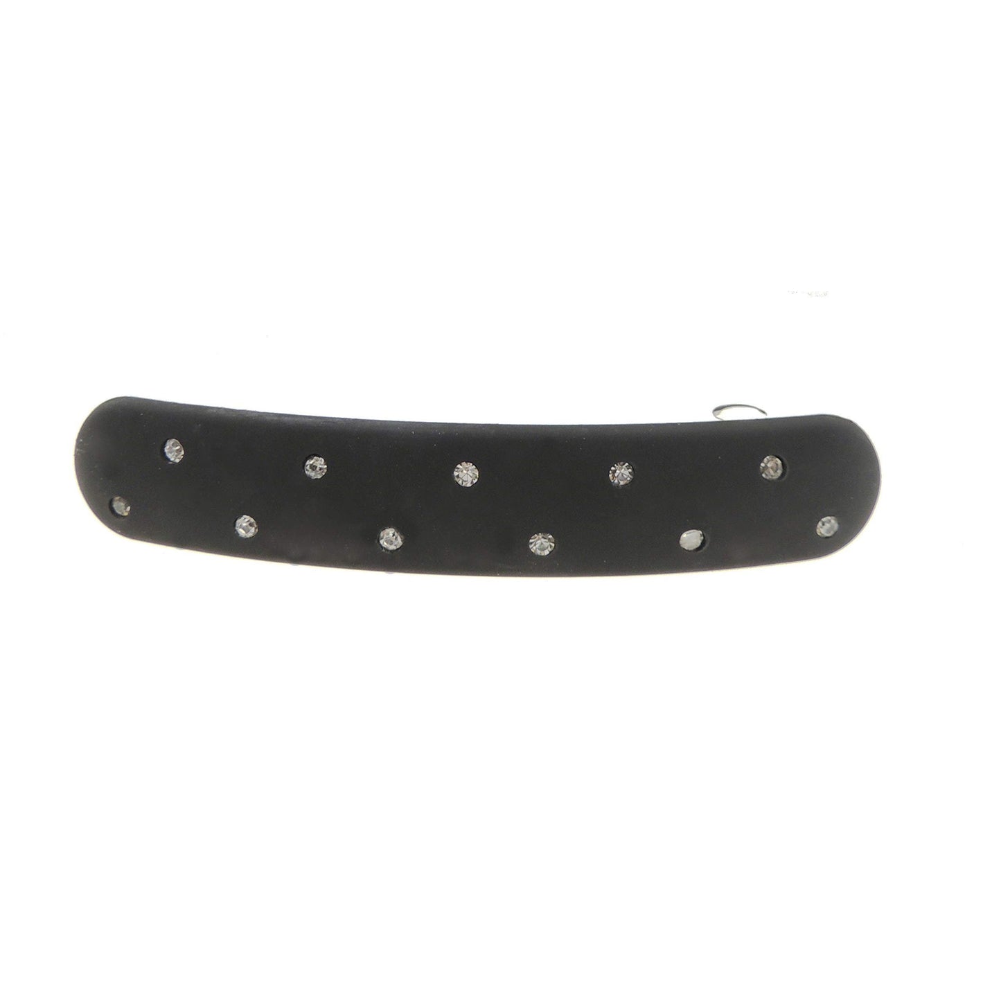 Womens Girls Crystal Diamante Classic Plain Wedding Birthday Party Evening Ponytail Fine Medium Hair Accessories Occasion Barrette Hairpin French Spring Clip Rectangular Thin Long Modern Matte Black