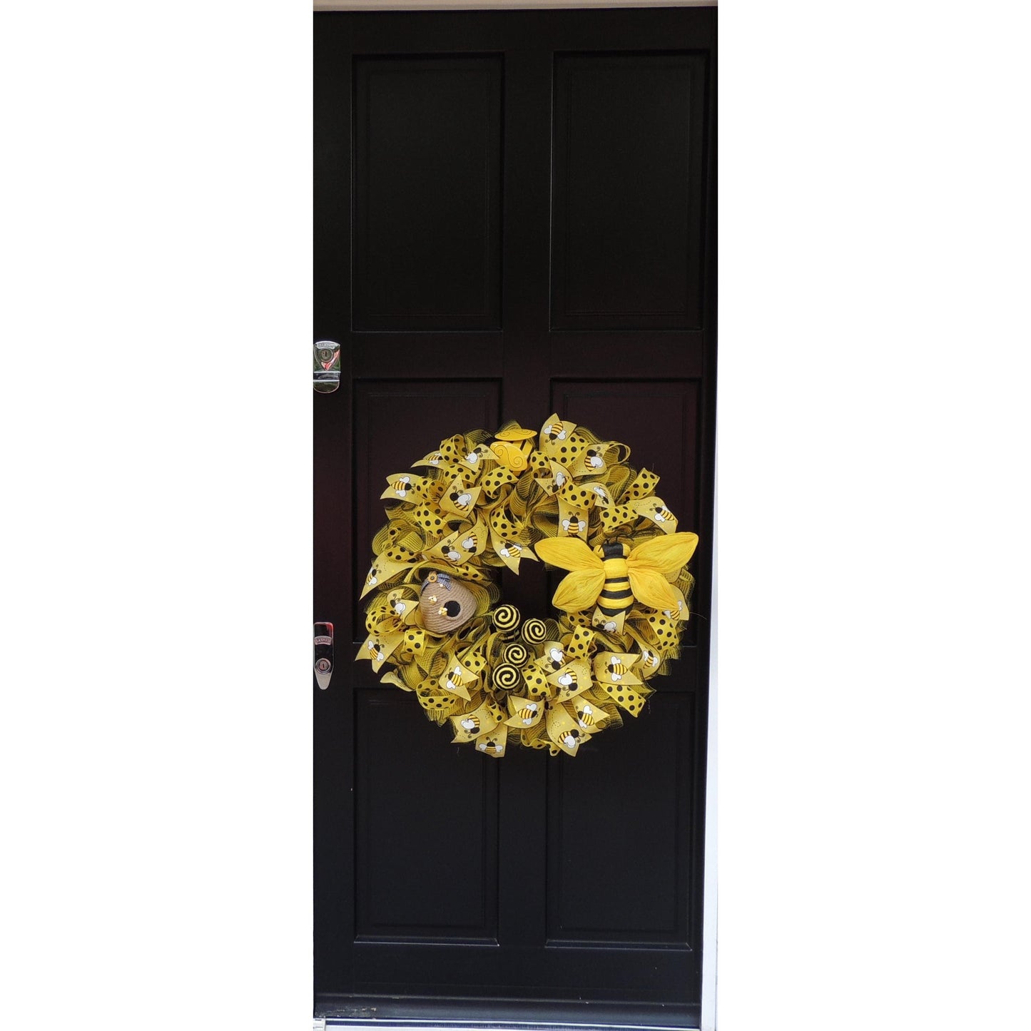 Luxury Large Bumblebee Bee Front Door Wreath Summer Spring Decor Hanger Wall Decoration Housewarming Gift Farmhouse Rustic Everyday Honeybee