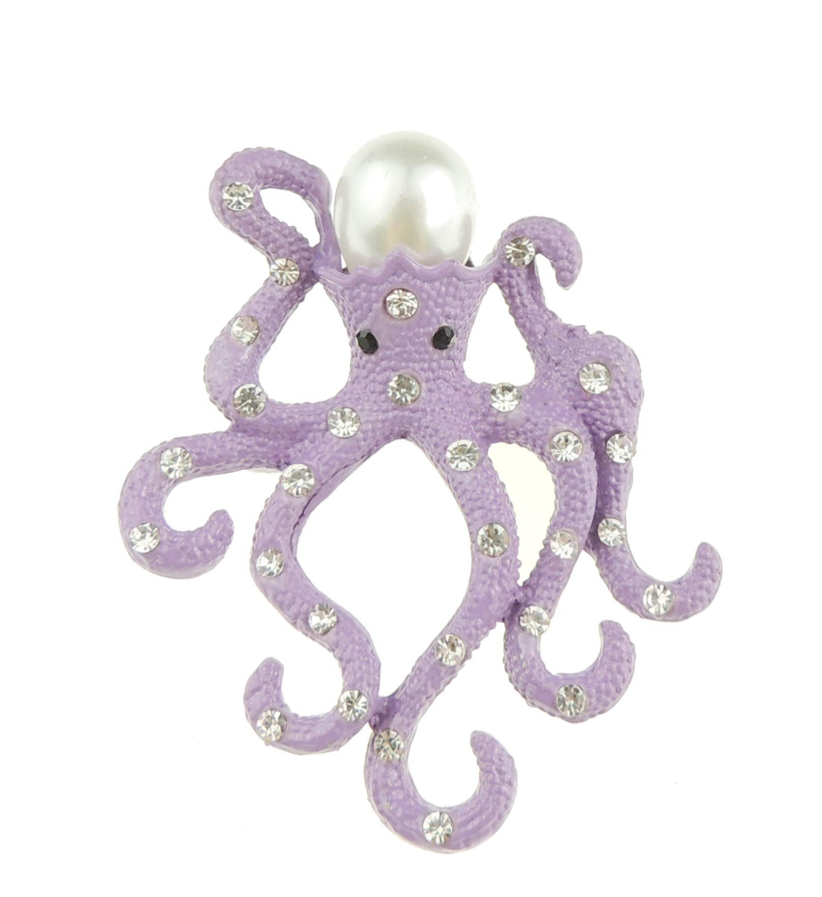 Ladies Sparkly Ocean Wedding Bridal Occasion Faux Pearl Diamante Crystal Animal Sea Octopus Lapel Brooch Badge