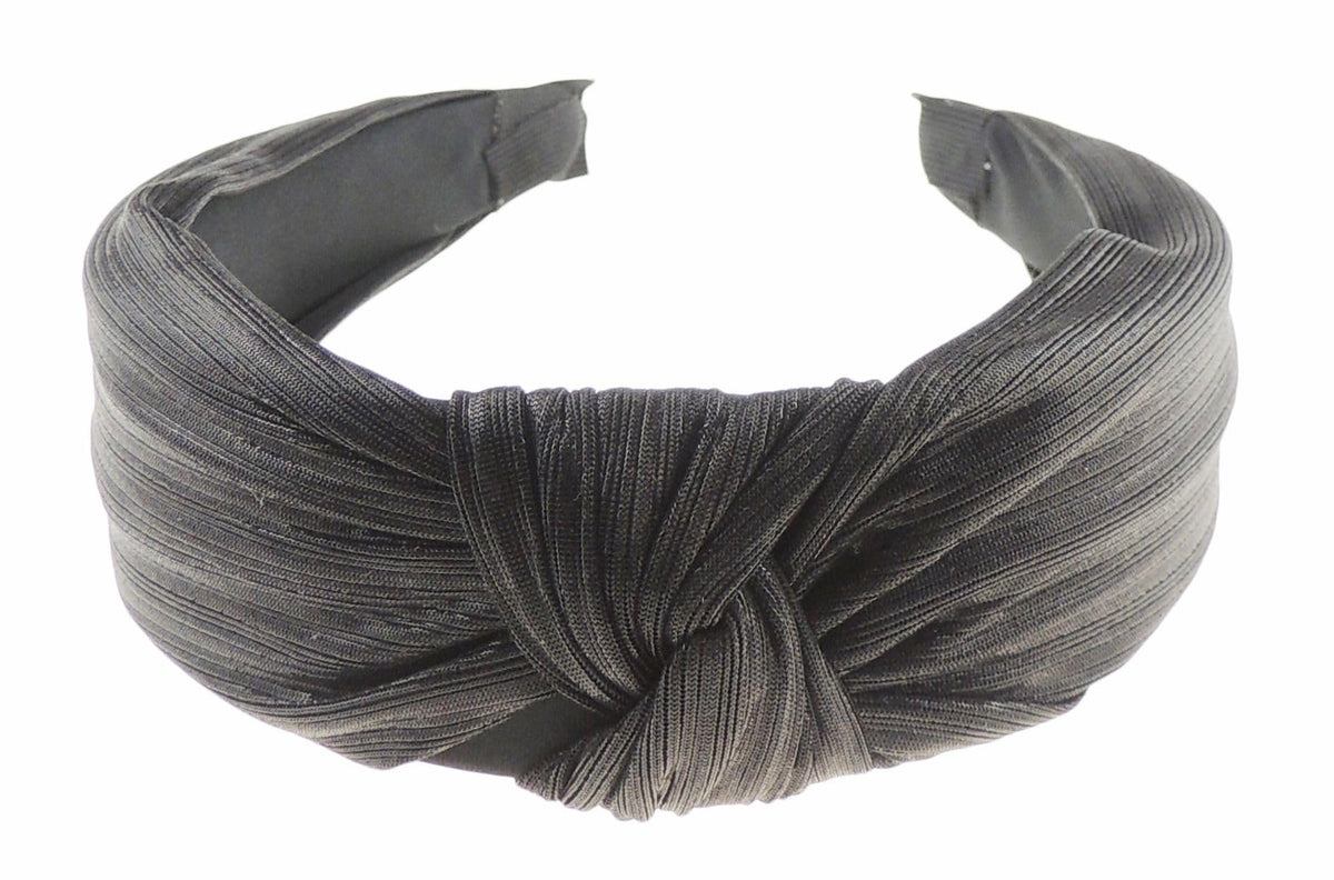 Womens 4cm Evening Fancy Metallic Shiny Pinstripe Fabric Knot Twist Twisted Turban Wide Thick Formal Headband Alice Band Hair Accessories Hairband Christmas Wedding Bridesmaid Party