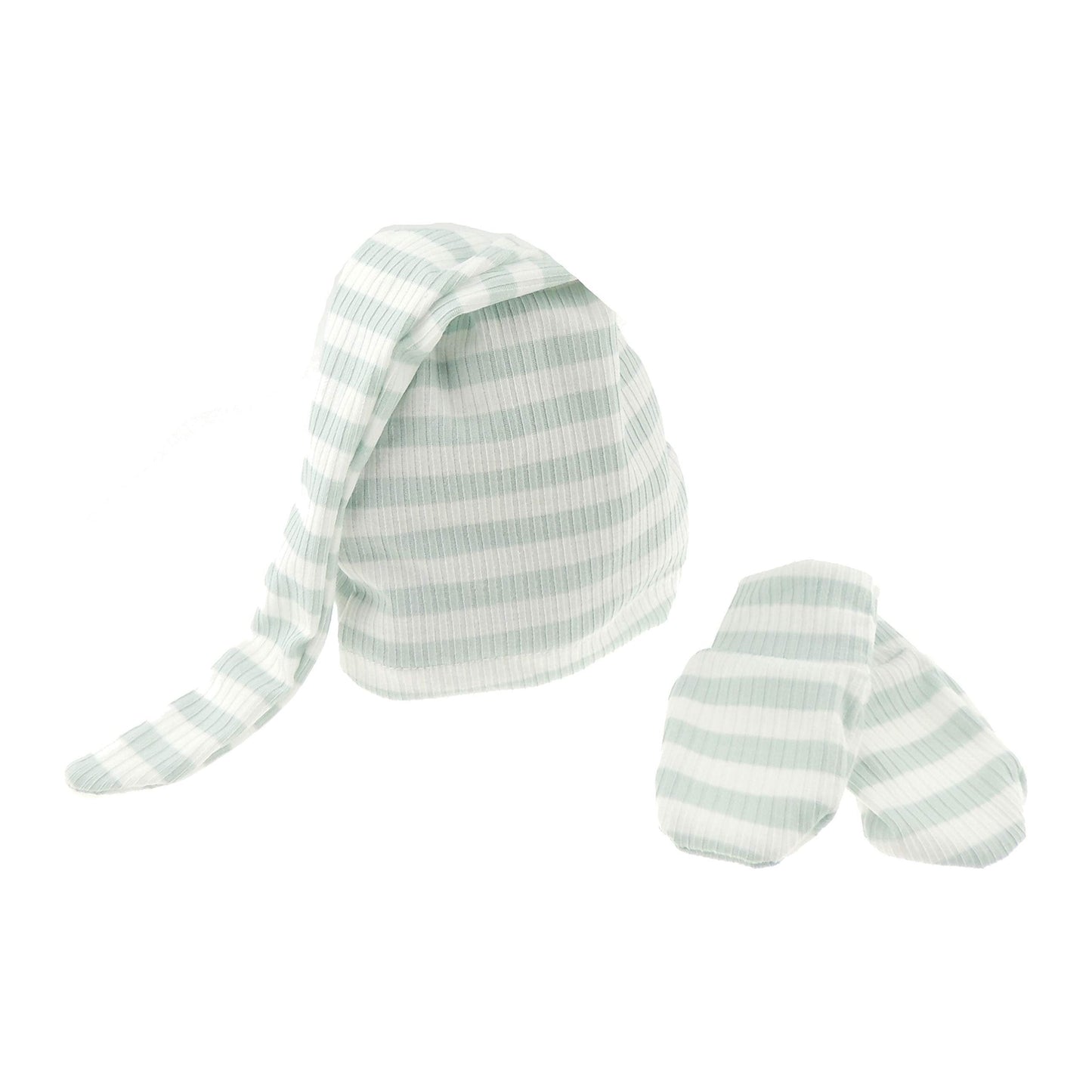 Cute Baby Girls Kids Babies Infants Newborn 100% Cotton Plain Shower Essentials Accessories Beanie Summer Sleep Pram Knotted Hospital Cap Hat Scratch Mittens Mitts Gloves 0-3 Months (White Mint)