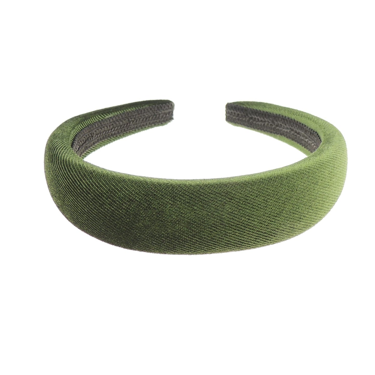 Womens Luxury Slightly Padded Puffy Velvet Flat Winter Evening Wedding Party Birthday Bridal Christmas Birthday Bridesmaid Headband Alice Band Hair Accessories Hairband (Olive Green, One Size)