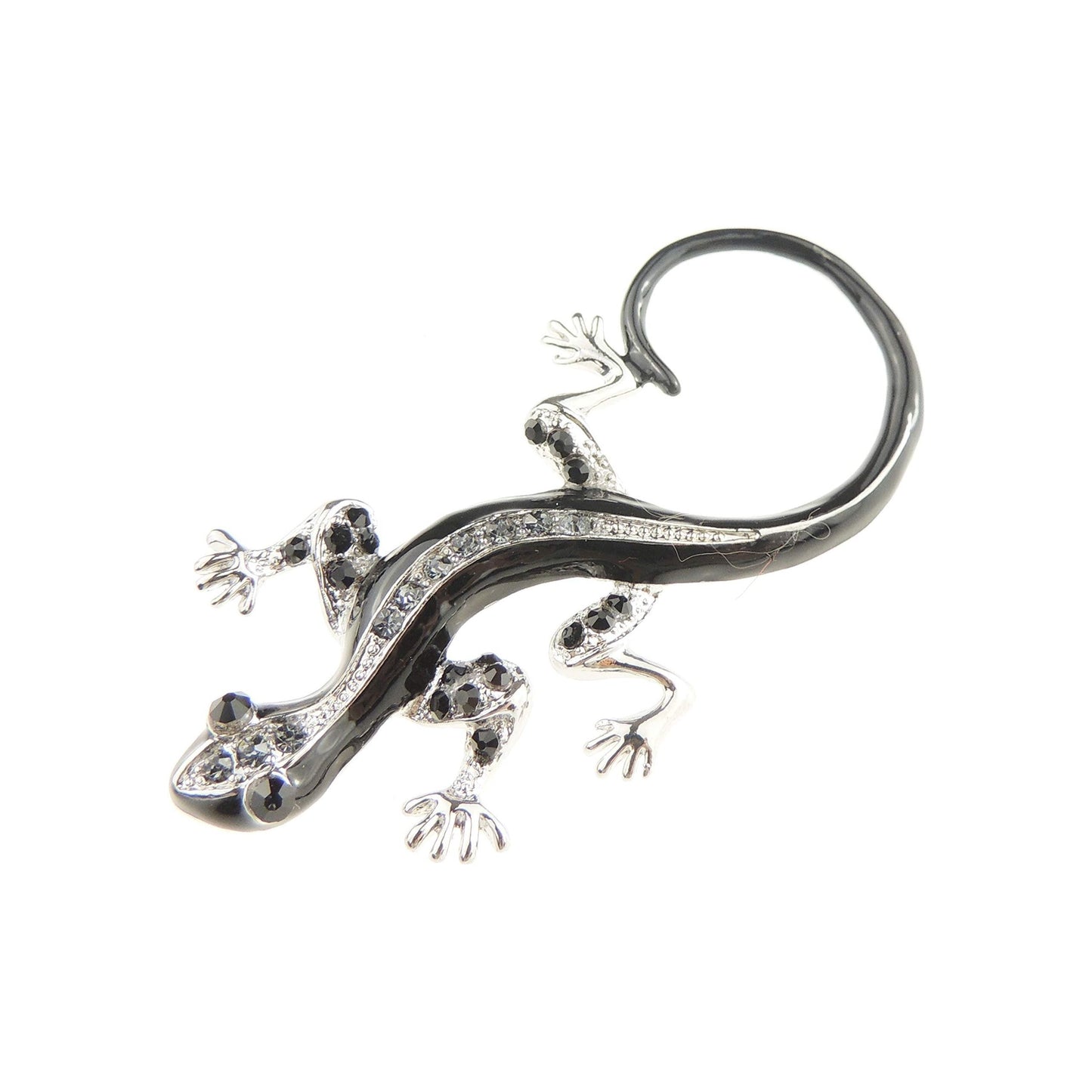 Cute Womens Mens Enamel Crystal RHinestone Gecko Lizard Iguana Reptile Lover Christmas Birthday Hijab Lapel Dress Gift Scarf Wedding Formal Occasion Blue White Green Brooch Badge Pin Boxed