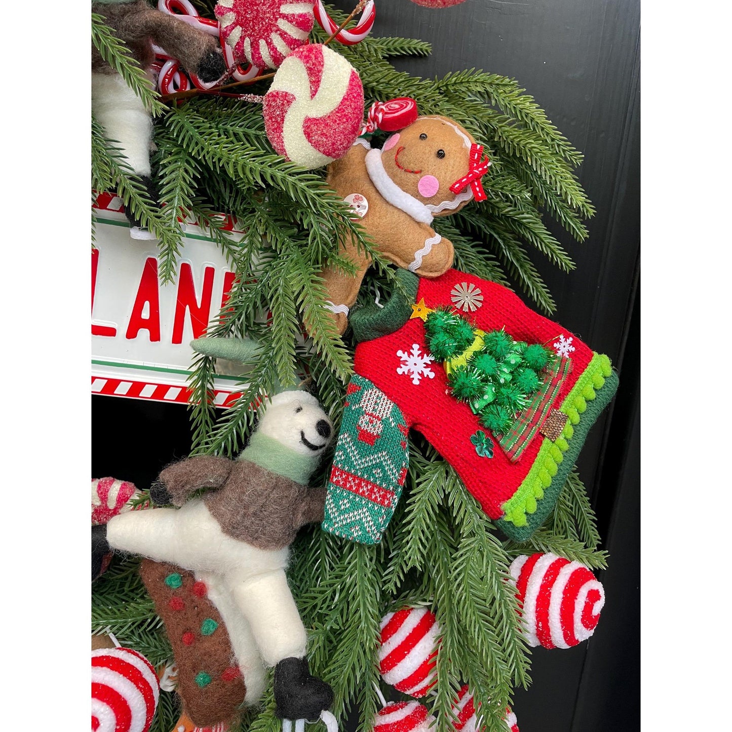 Luxury Candy Cane Red White Green Christmas Wreath Front Door Luxury Home Decorations Xmas Winter Mantle Decor Holiday Wreath Advent Swag