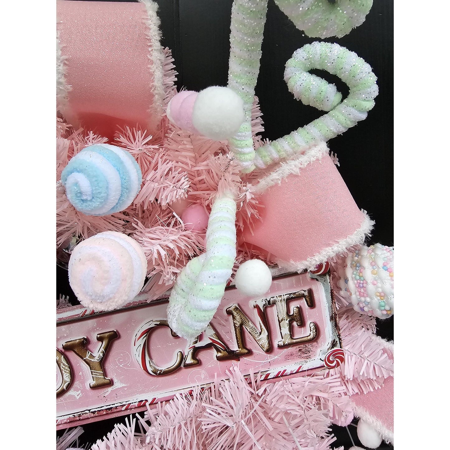 Luxury Candy Shop Pink Pastel Sweets Christmas Wreath Front Door Luxury Home Decorations Xmas Winter Mantle Decor Holiday Wreath Advent Swag