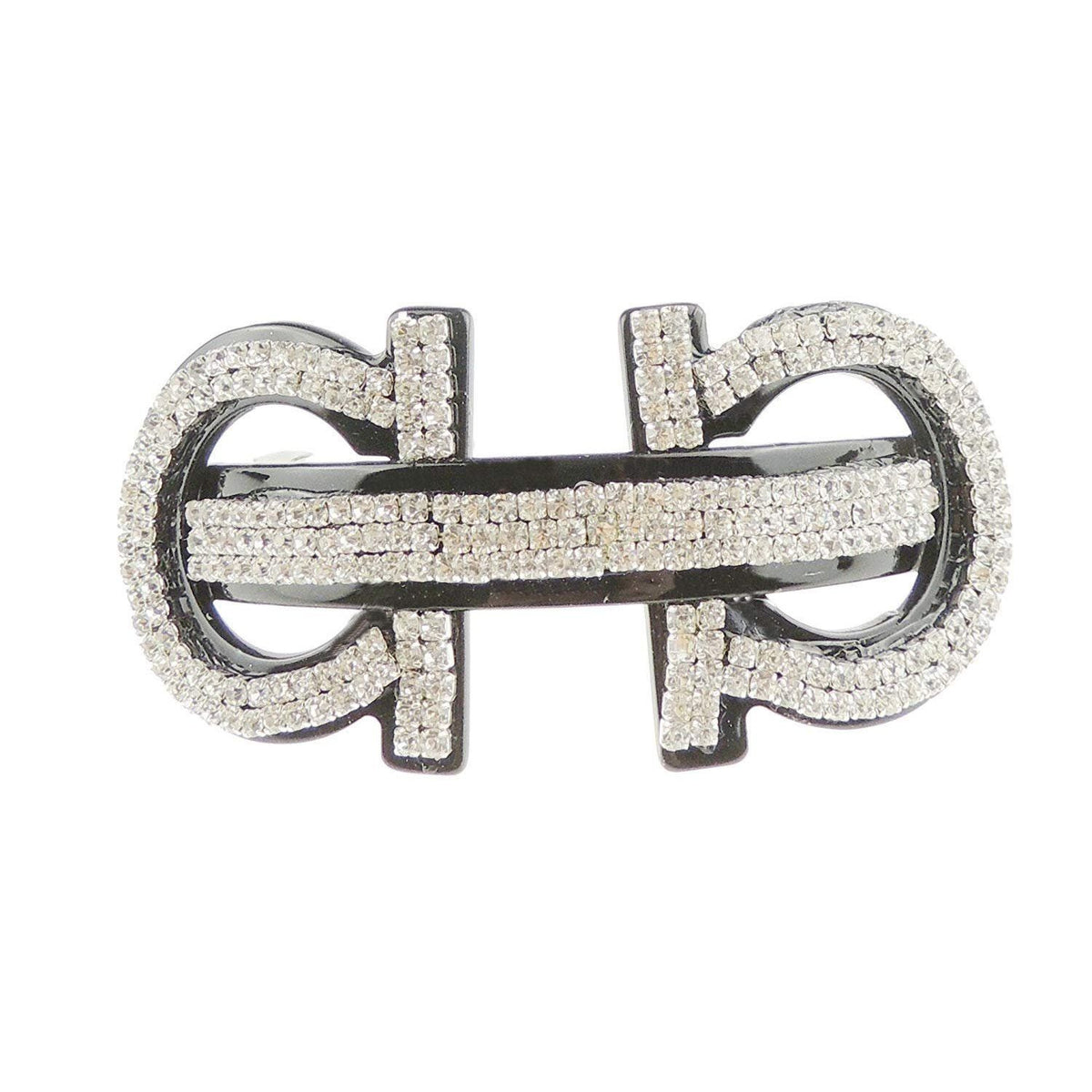 Sparkly Womens Girls Crystal Rhinestone Diamante Wedding Birthday Party Evening Ponytail Fine Hair Accessories Occasion Barrette Hairpin Grip French Spring Clip 8.5cm Black Buckle Horse Shoe Bit