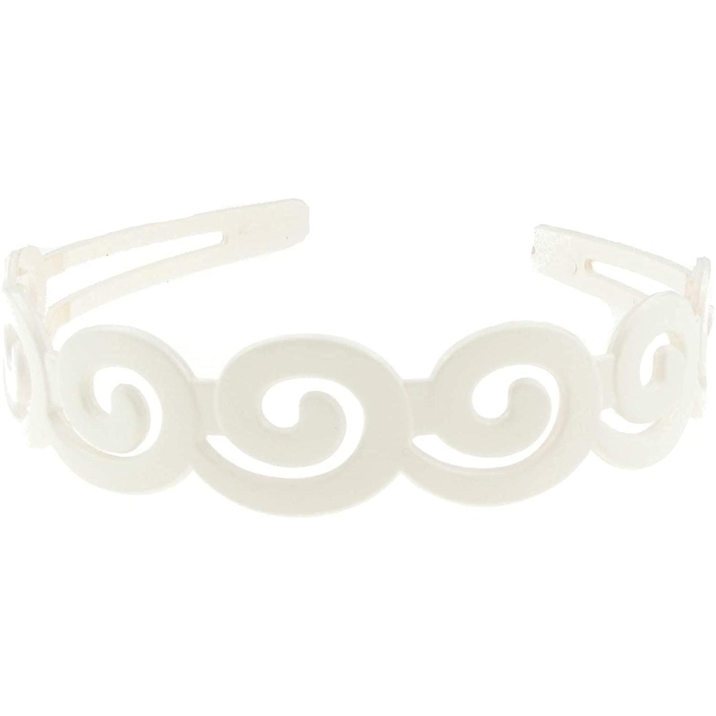 SMALL Head Ladies Girls Wide Stencil Cut Wide Headband Alice Band Swirly Waves (White)