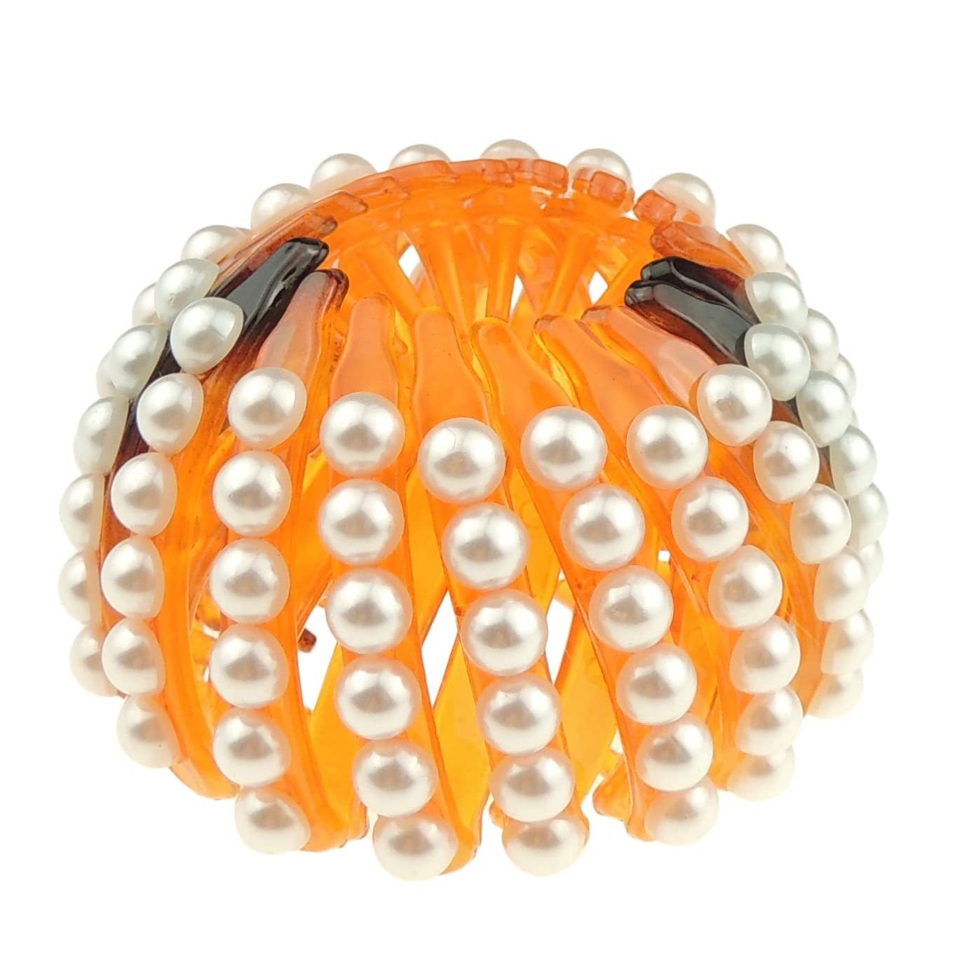 Womens Bridal Wedding Party Christmas Styling Hair Accessories Pins Bun Expandable Holder Pony Tail Chignon Brooch Hairpin Chopsticks Stick Vintage Look Diamante Crystal (Tort Faux Pearl Large)