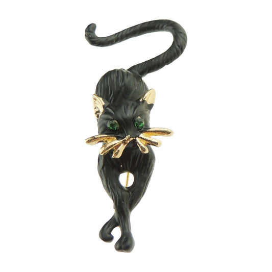 Womens Mens Christmas Birthday Gift Coat Scarf Coat Jacket Shawl Mother Groom Bride Diamante Crystal Brooch Badge Breastpin Corsage Pin Enamel Matte Black Gold Paws Crossed Panther Cat Kitten Kitty