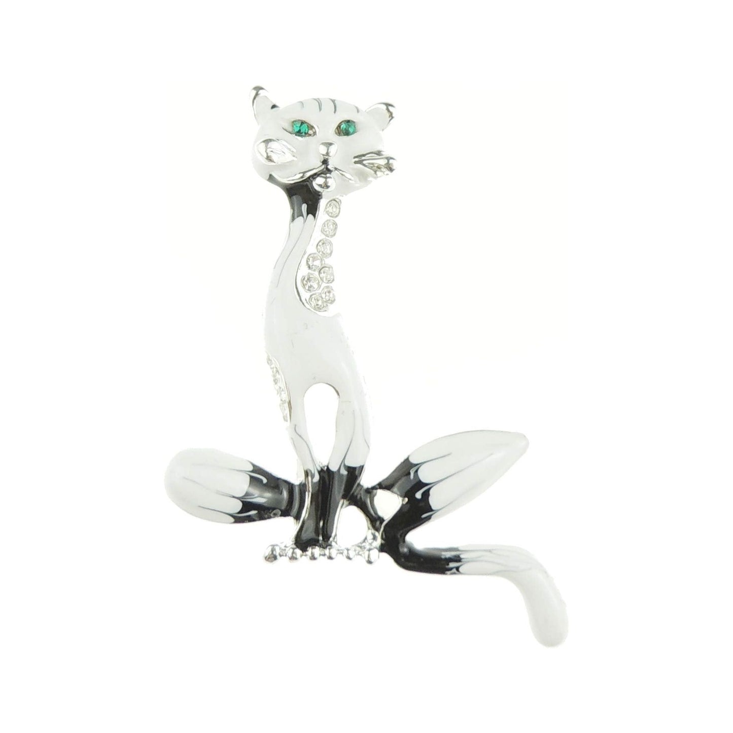 Cute Womens Wedding Christmas Birthday Gift Coat Scarf Coat Jacket Shawl Mother Groom Bride Diamante Crystal Brooch Badge Breastpin Corsage Pin Enamel Fat Panther Cat Kitten Kitty