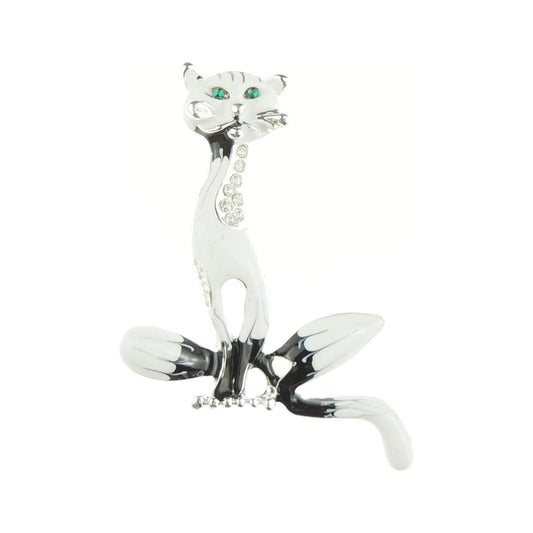 Cute Womens Wedding Christmas Birthday Gift Coat Scarf Coat Jacket Shawl Mother Groom Bride Diamante Crystal Brooch Badge Breastpin Corsage Pin Enamel Fat Panther Cat Kitten Kitty