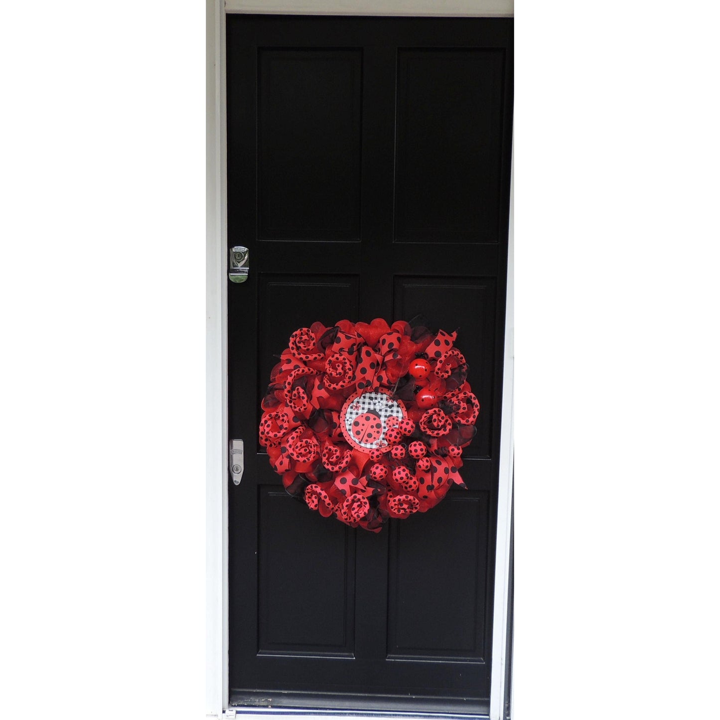 Luxury Ladybug Large Front Door Wreath Summer Fall Decor Hanger Wall Decoration Housewarming Gift Autumn Farmhouse Rustic Everyday Polka Dot