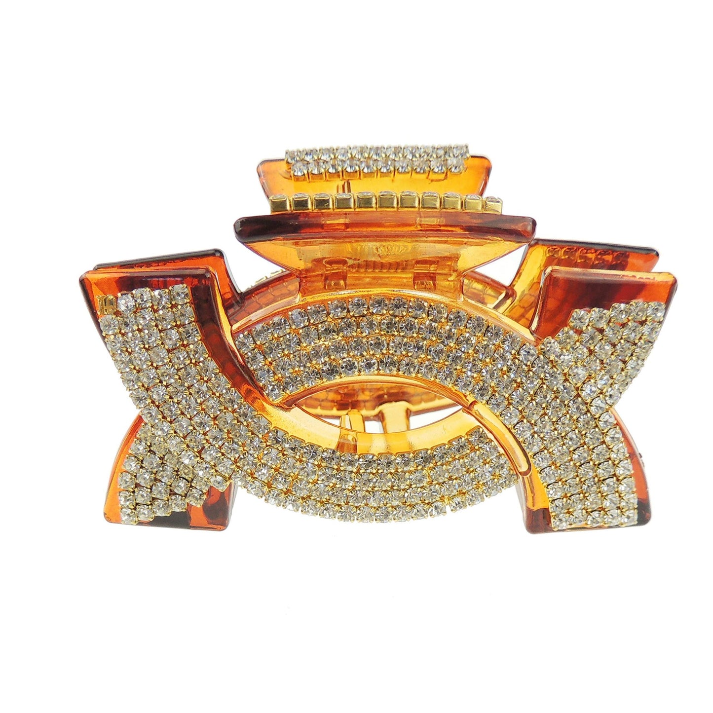 Womens Extra Sparkly Wedding Diamante Crystal Bulldog Crab Clip Hair Claw Clamp Round Semi Circle