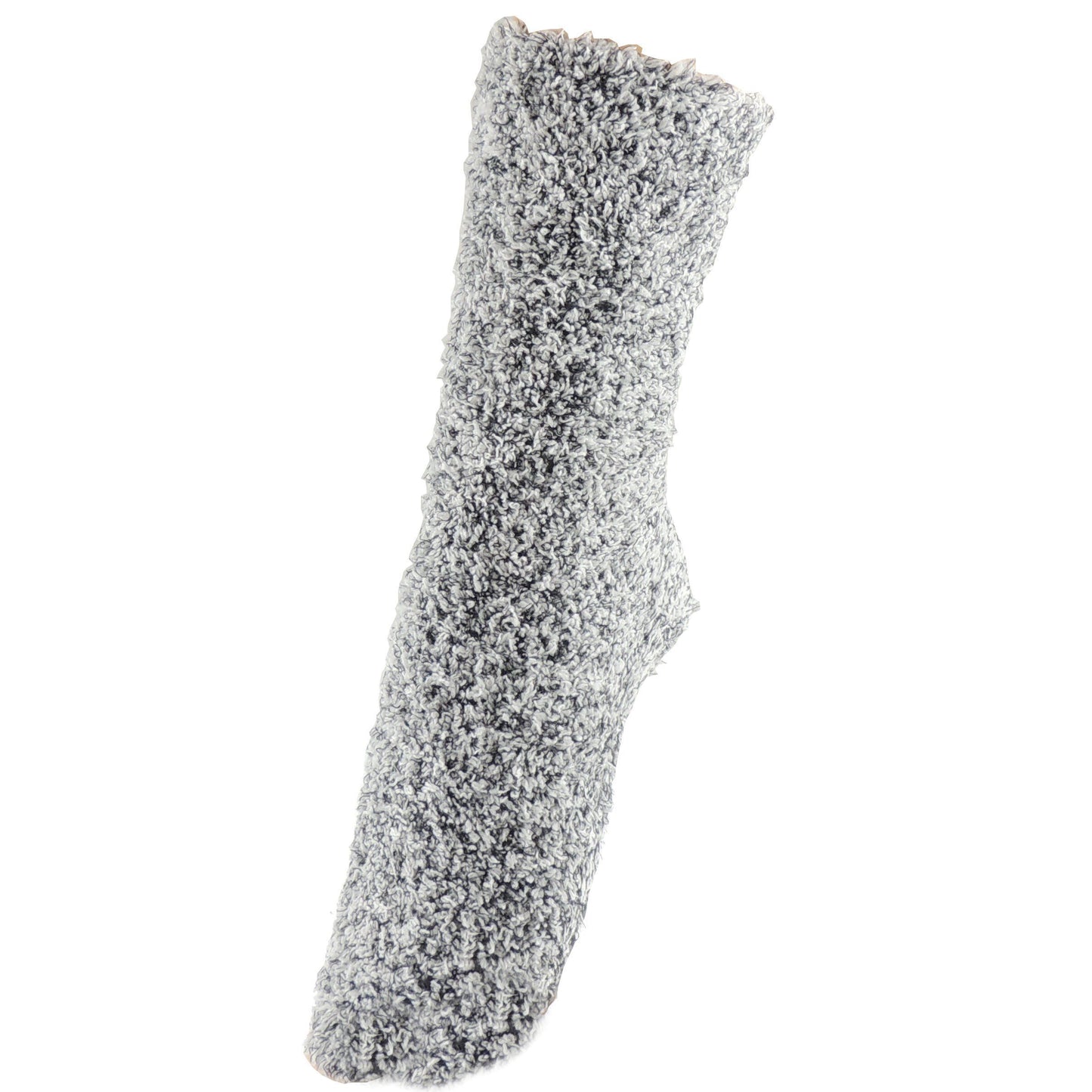 Glamour Girlz Mens Womens Feather Thick Fluffy Fuzzy Plush Funny Thermal Soft Warm Winter Cosy Christmas Sleep Bed House Home Slipper Socks Grip Sole Grey Melange Gift Idea 6-10 UK