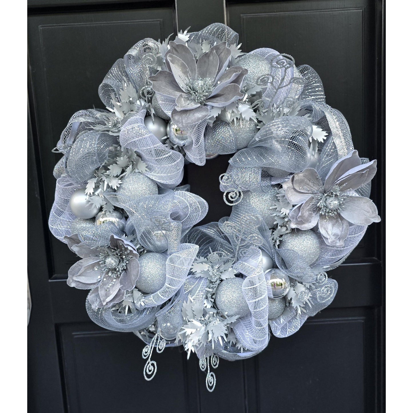 Silver Luxury Christmas Wreath Front Door Luxury Home Decorations Xmas Winter Mantle Decor Holiday Wreath Advent Swag Silver Theme