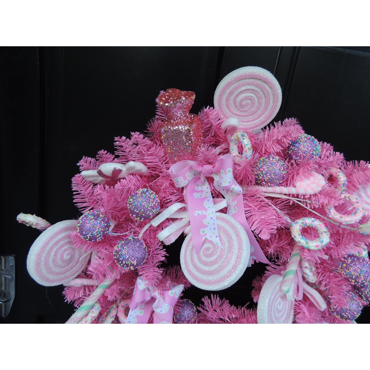 Luxury Candy Shop Pink Pastel Sweets Christmas Wreath Front Door Luxury Home Decorations Xmas Winter Mantle Decor Holiday Wreath Advent Swag