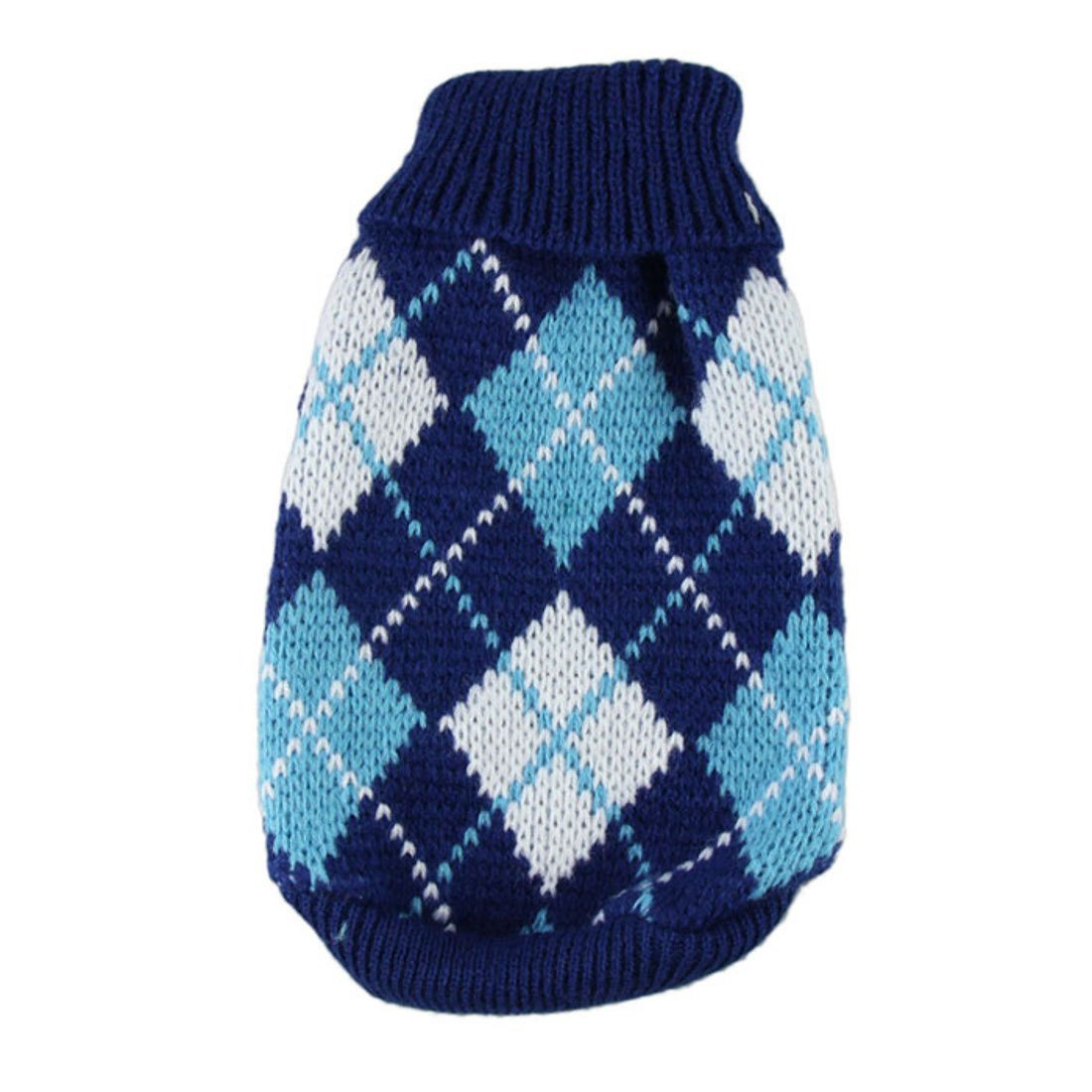 Cute SMALL DOG ONLY Puppy Cat Birthday Christmas Outfit Fleece Winter Girl Boy Jumper Coat Clothes Hoodies Costume Pullover Knitted Knit Sweater Sweatshirt Navy Blue Turquoise Plaid Tartan Argyle