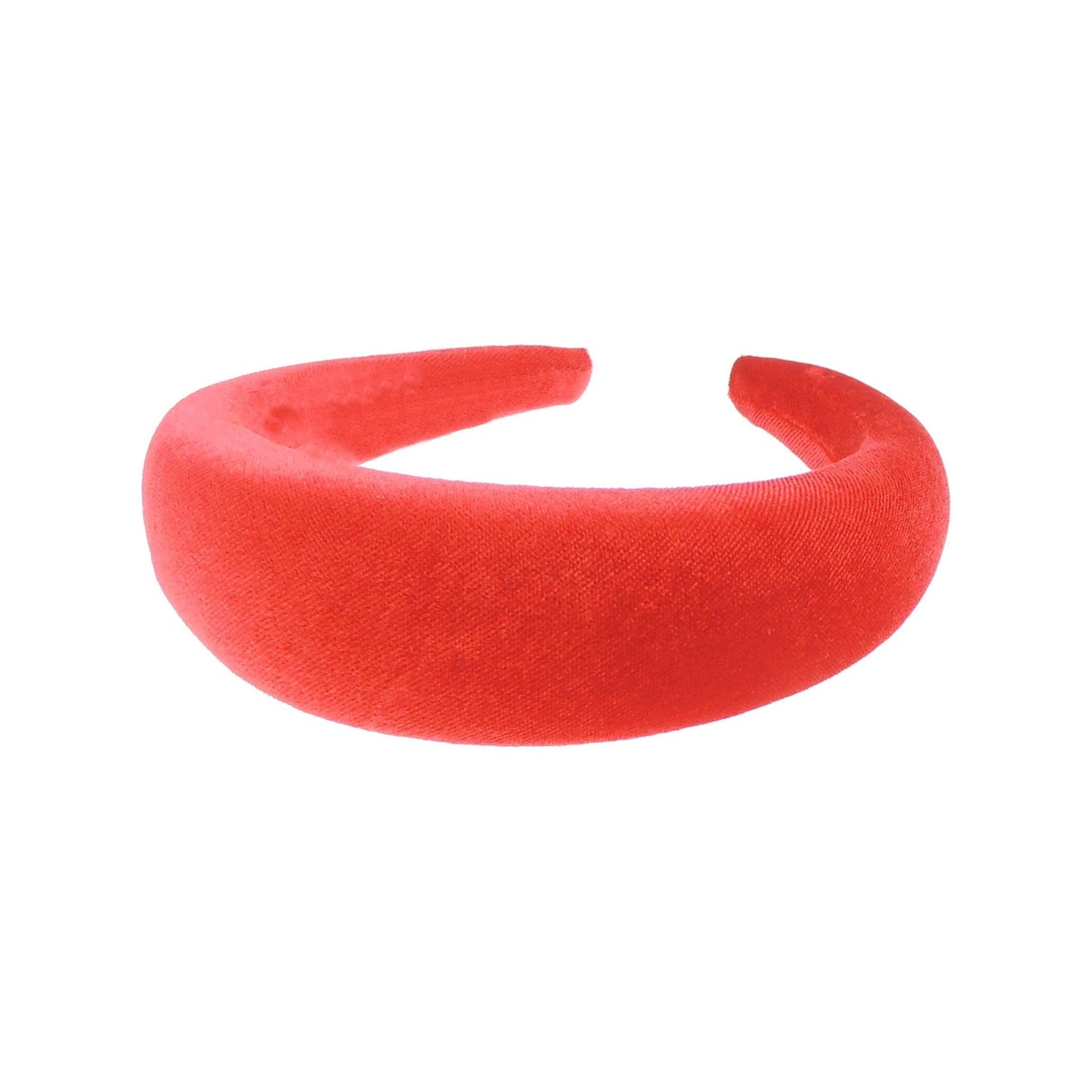 Ladies Girls Velvet Wide Padded Covered Headband Alice Band (Pale Orange)