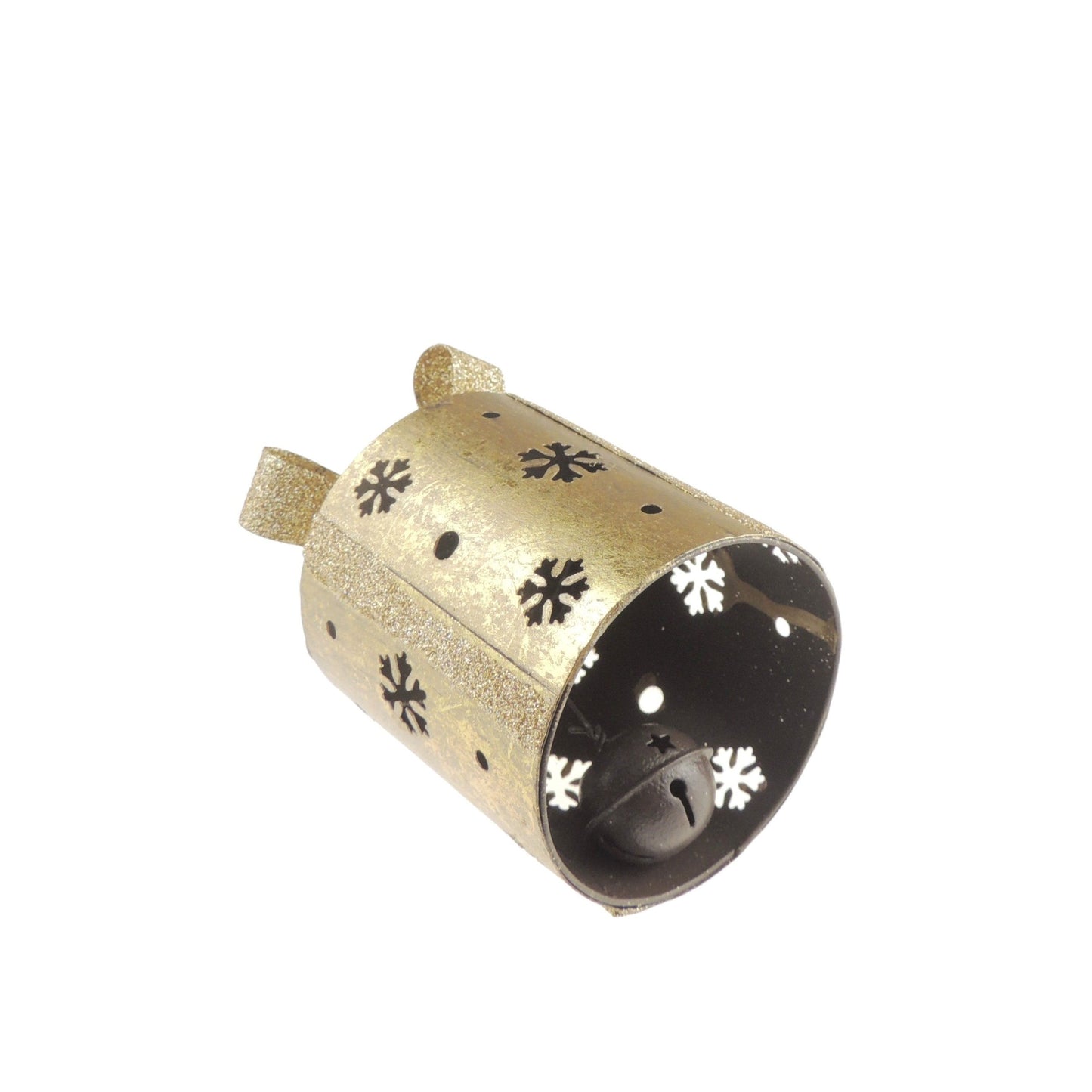 Sparkly Glitter Gold Bell Festive Snowflake Bow Hanging Acrylic Christmas Tree Bauble Present Ornament Xmas DecorHome Decoration